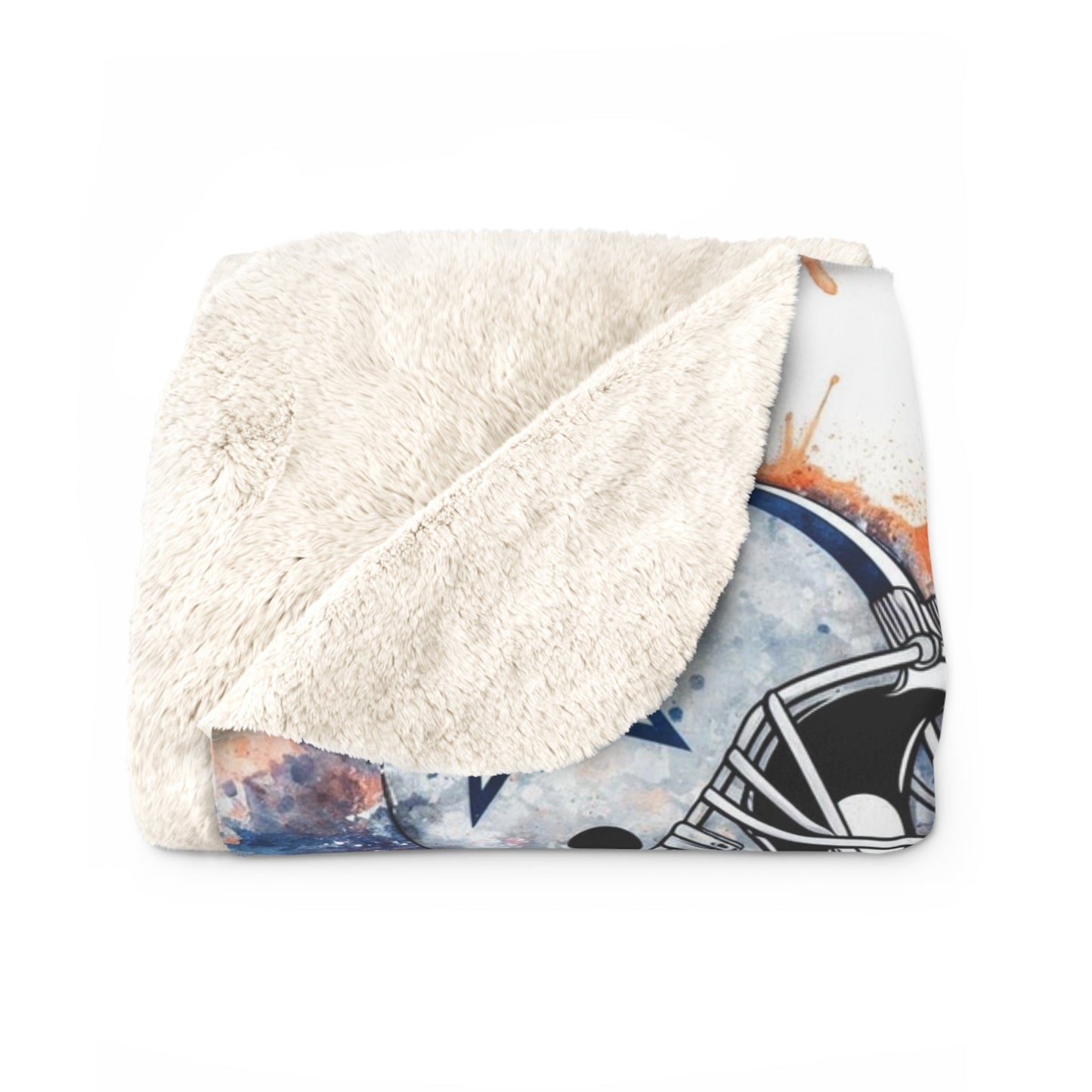 Watercolor Helmet & Wordmark Team Pattern Sherpa Fleece Blanket