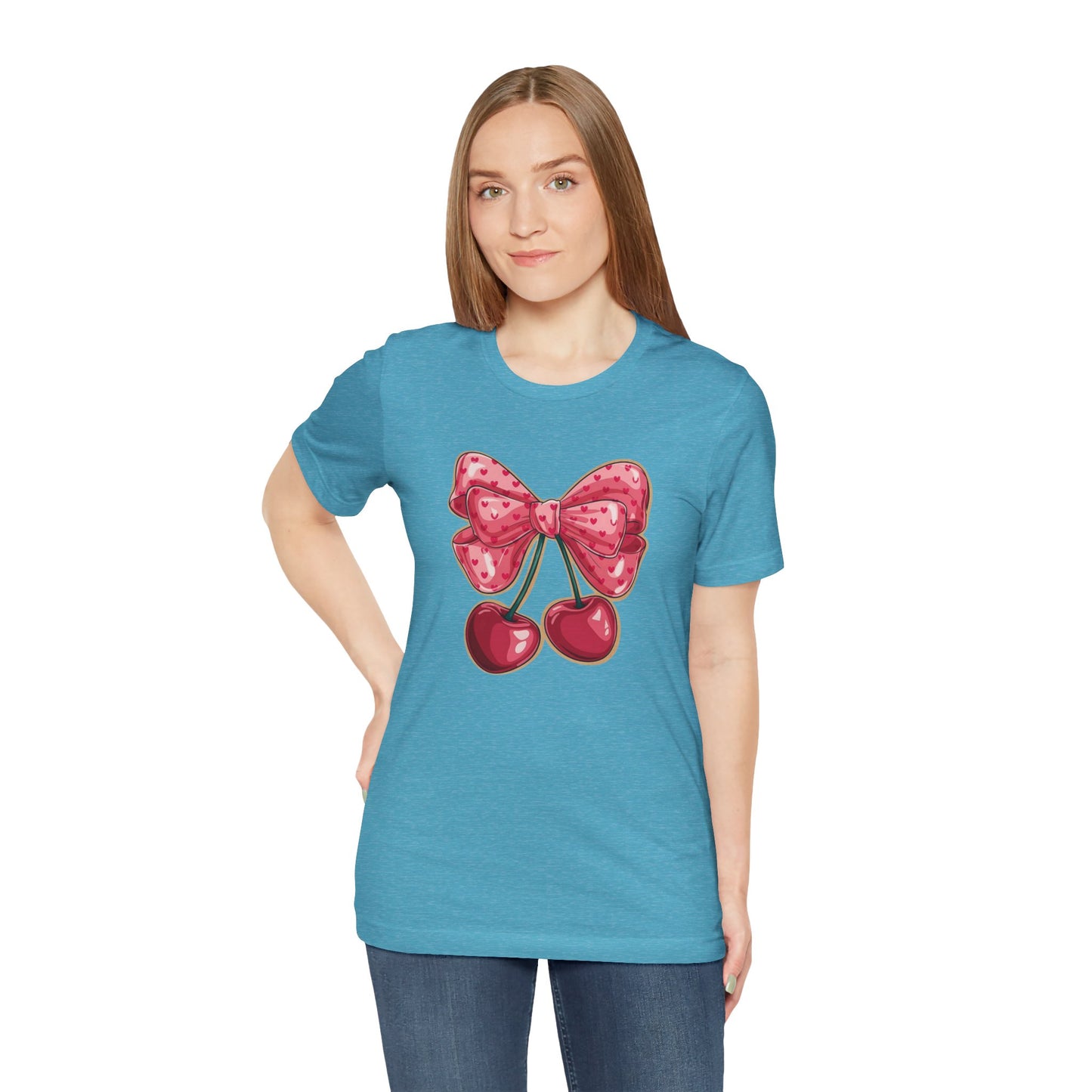 Cherry Bow Tee — Cute Pink Cherry Graphic T-Shirt