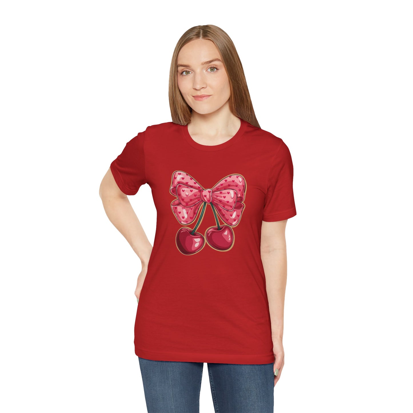 Cherry Bow Tee — Cute Pink Cherry Graphic T-Shirt