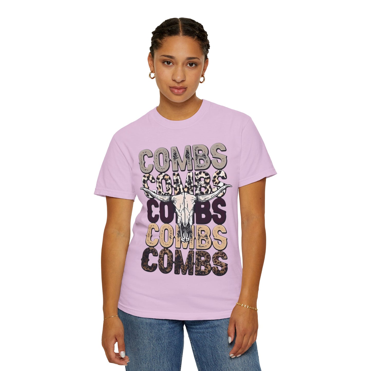 Combs Skull Repeat design T-shirt | Longhorn skull typography tee