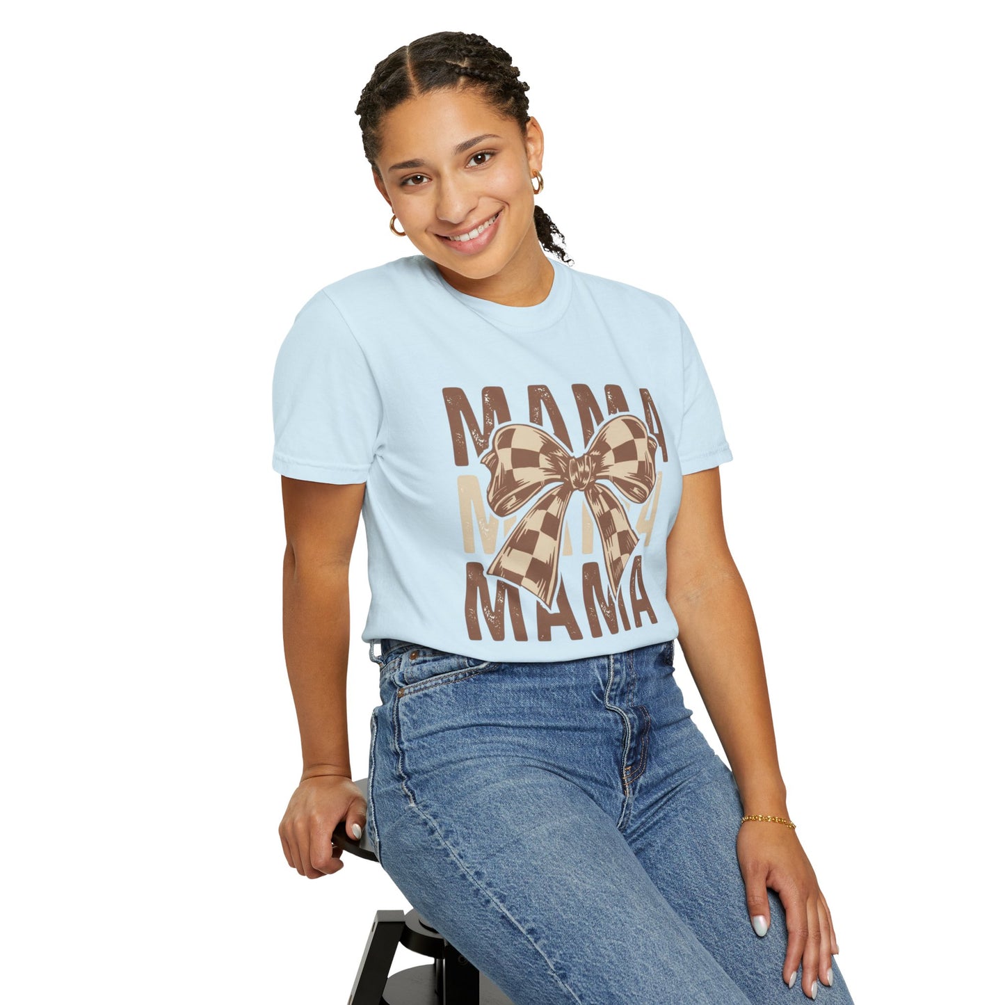 Mama Graphic T-Shirt — Plaid Bow Mom Tee (Mama Print)