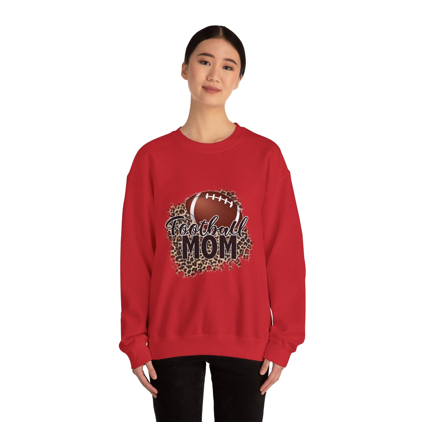 Football Mom Leopard Print Crewneck Sweatshirt
