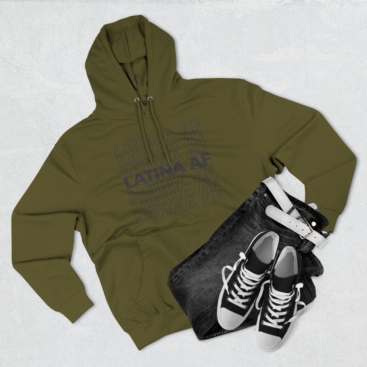 LATINA AF Typography Hoodie | Embroidered Chest Option