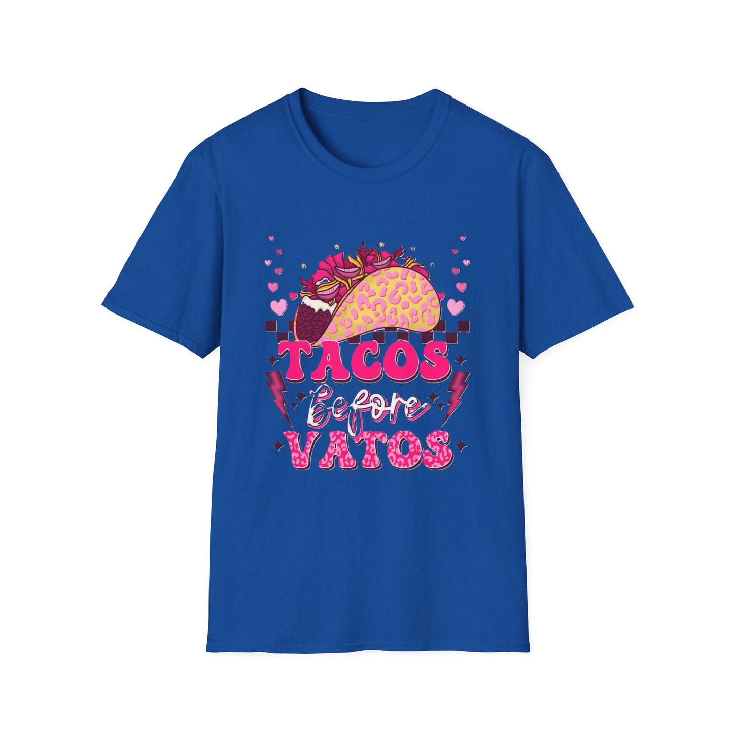 T-Shirt — "Tacos Before Vatos" Cute Pink Taco Graphic Tee