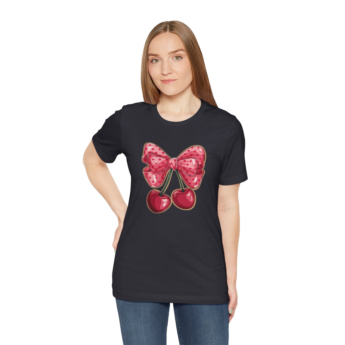 Cherry Bow Tee — Cute Pink Cherry Graphic T-Shirt