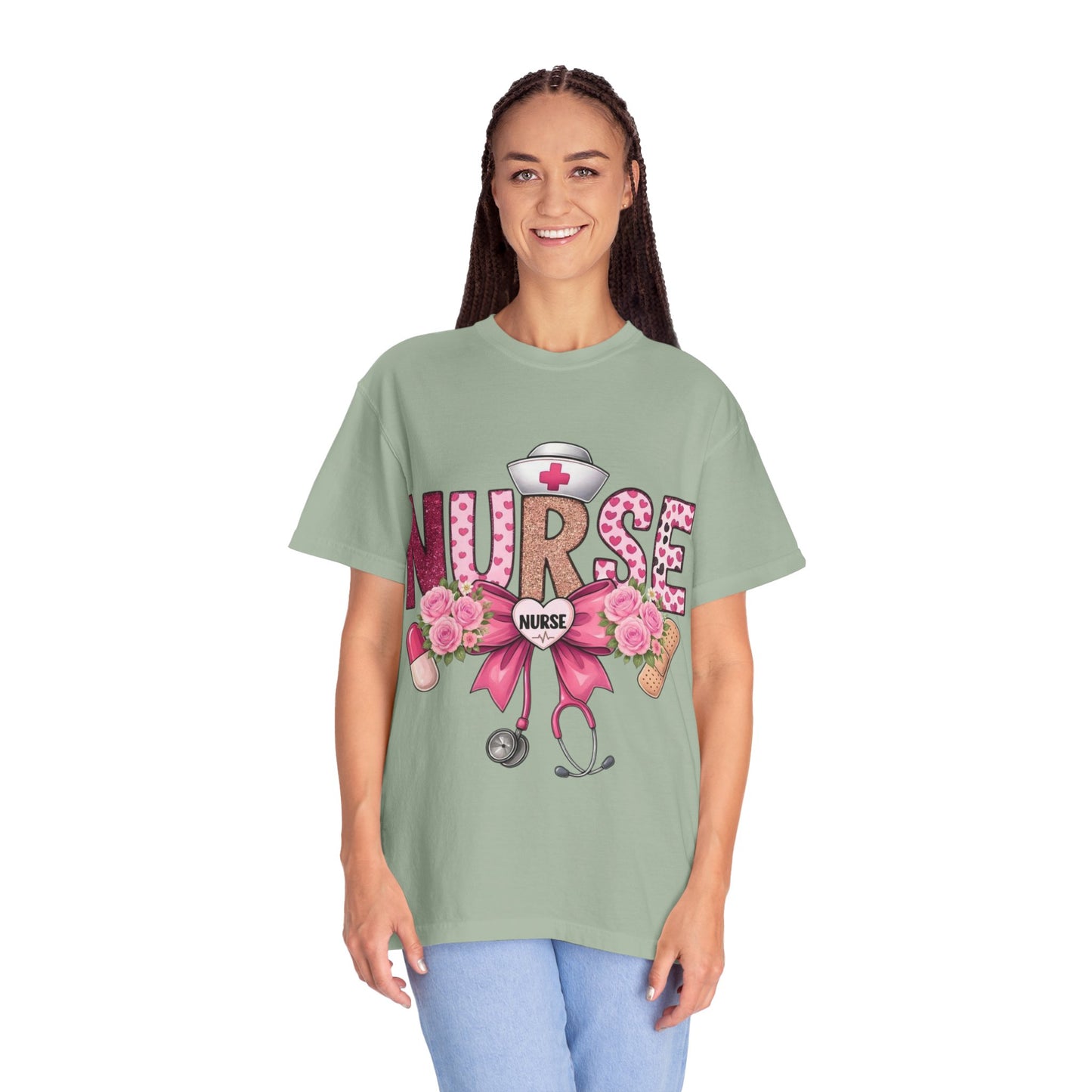 Nurse Floral Heart Stethoscope T-Shirt | Nursing Love Shirt