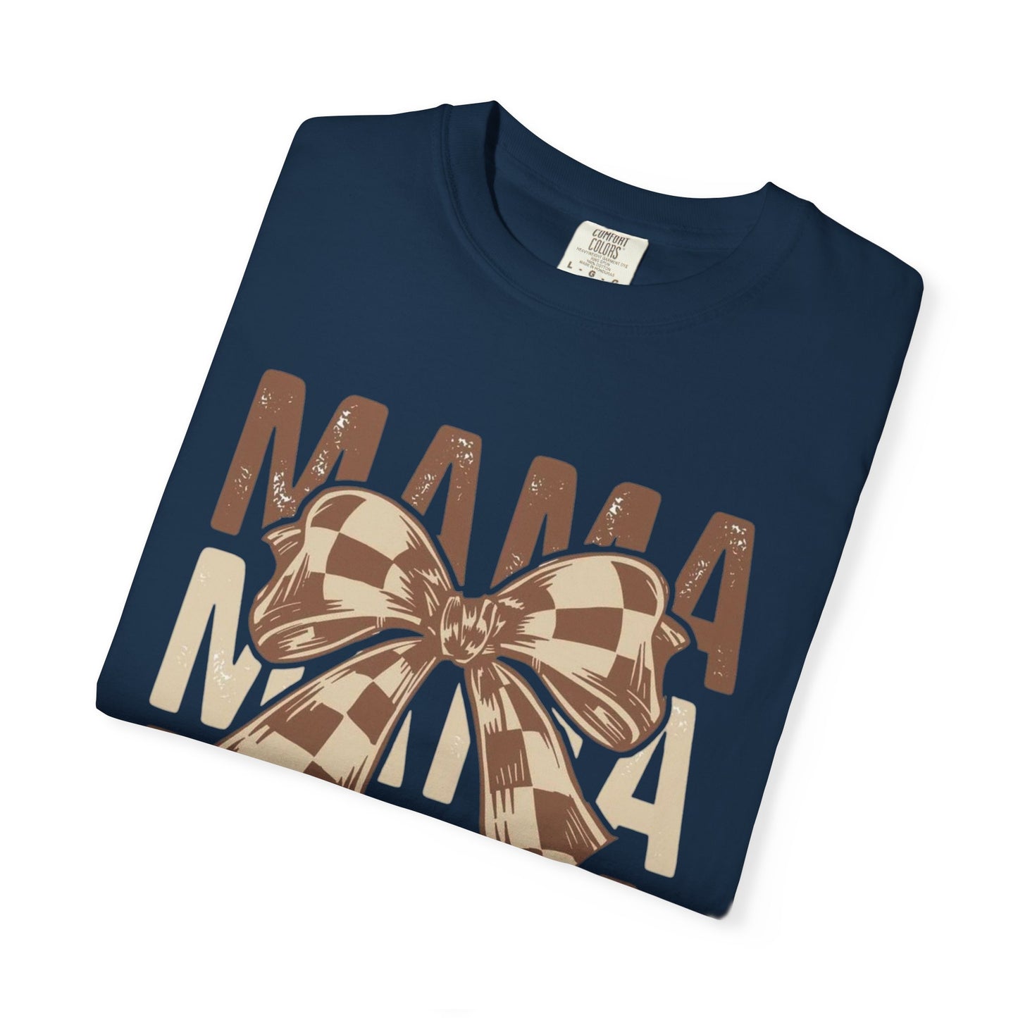 Mama Graphic T-Shirt — Plaid Bow Mom Tee (Mama Print)