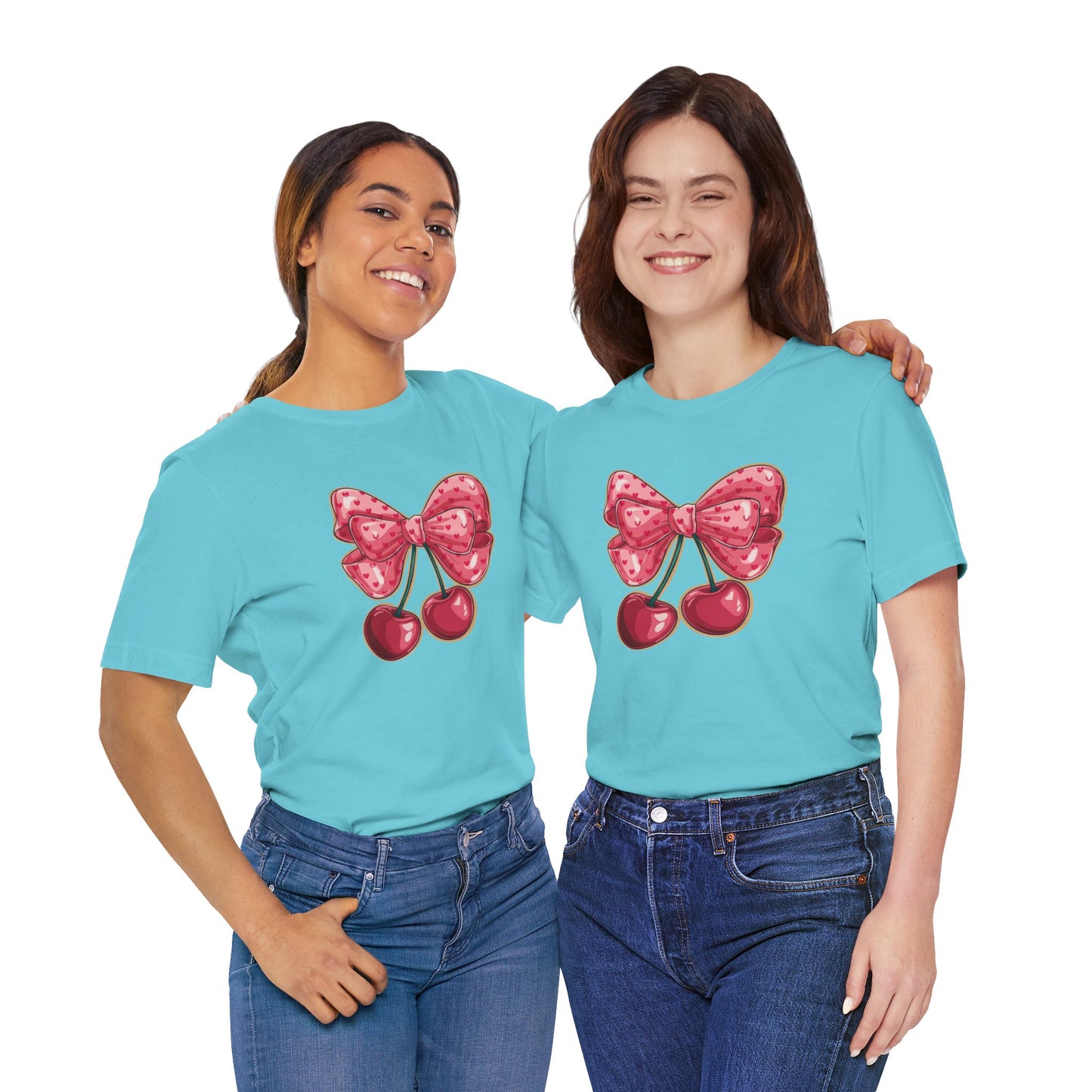 Cherry Bow Tee — Cute Pink Cherry Graphic T-Shirt