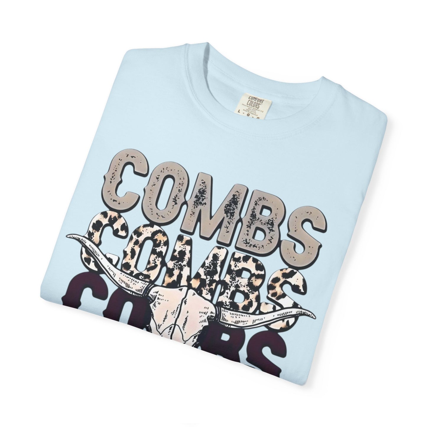 Combs Skull Repeat design T-shirt | Longhorn skull typography tee