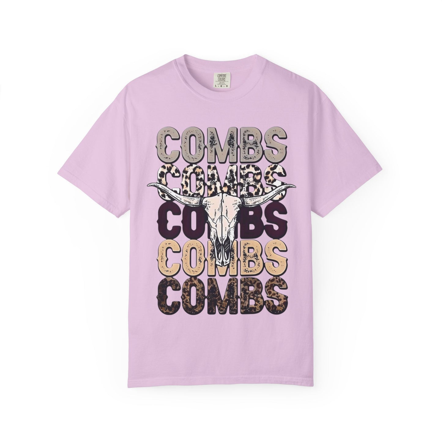 Combs Skull Repeat design T-shirt | Longhorn skull typography tee