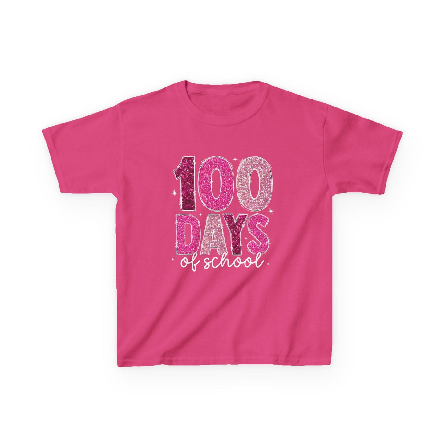 100 Days Glitter Text Kids Tee | School Milestone Shirt