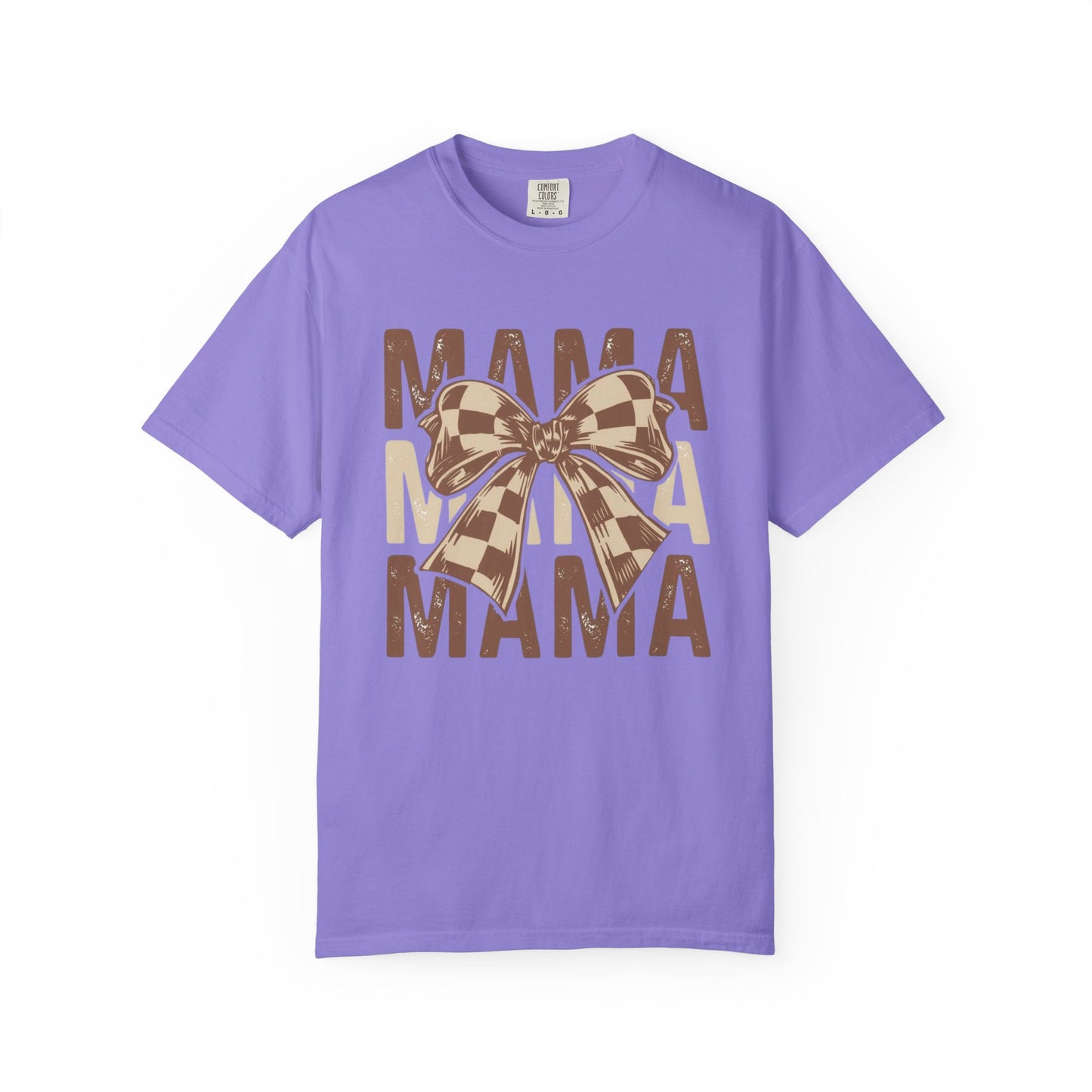 Mama Graphic T-Shirt — Plaid Bow Mom Tee (Mama Print)