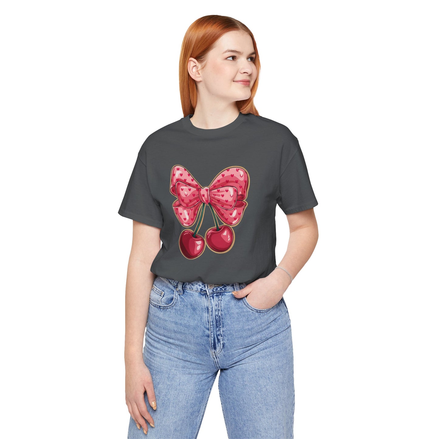 Cherry Bow Tee — Cute Pink Cherry Graphic T-Shirt