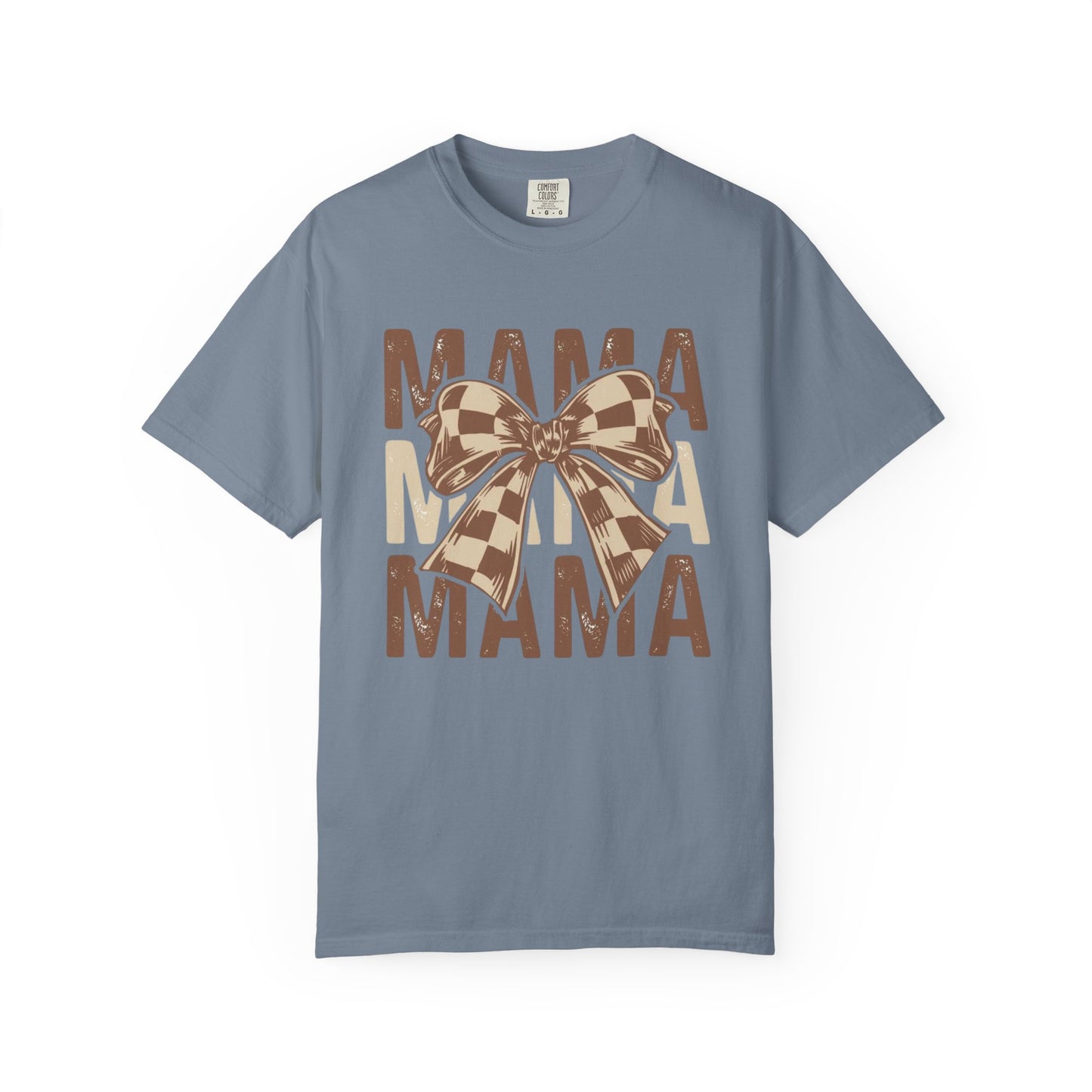 Mama Graphic T-Shirt — Plaid Bow Mom Tee (Mama Print)