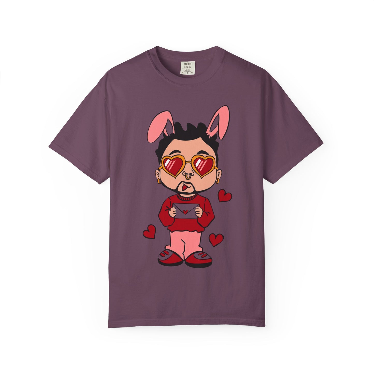 Valentine Bunny Dude T-Shirt — Cute Heart Eyes Love Graphic Tee
