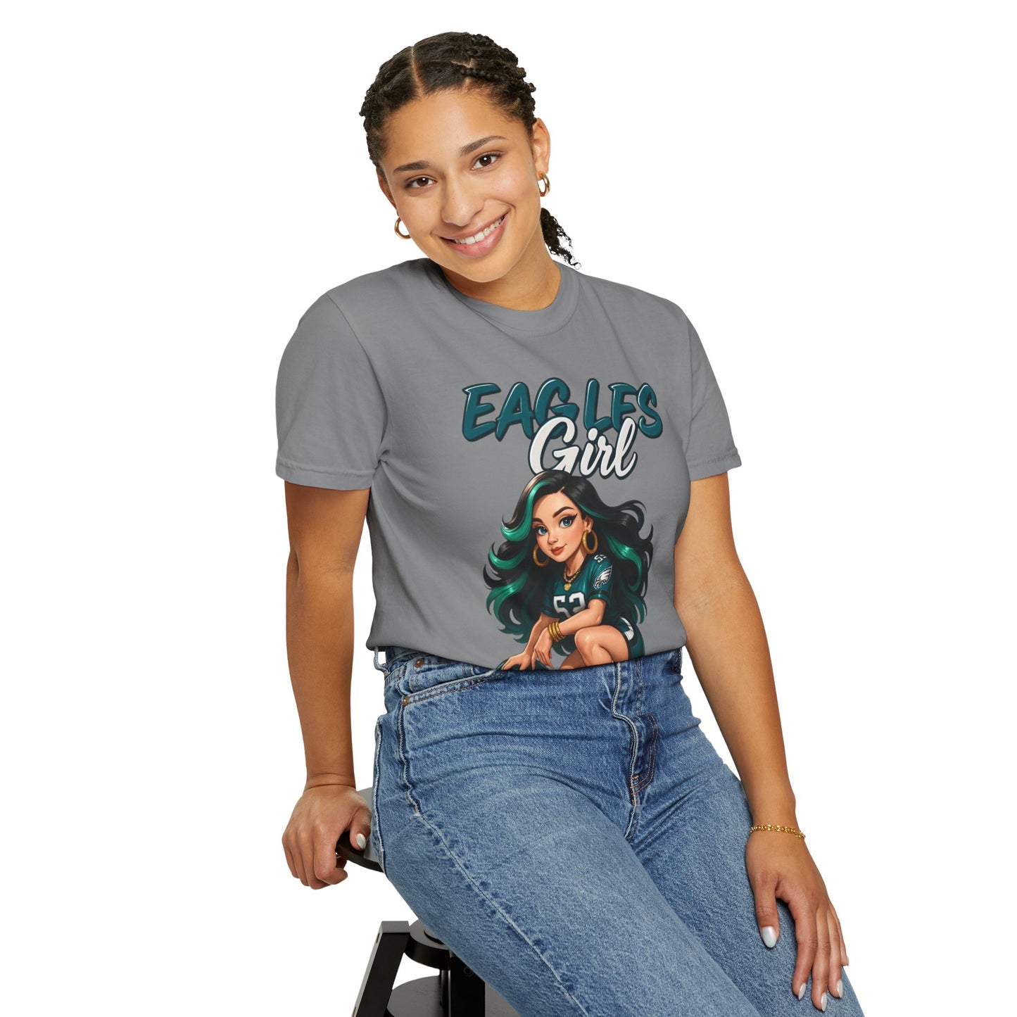 Eagles Girl T-shirt | Football Fan Illustration, Team Spirit Tee