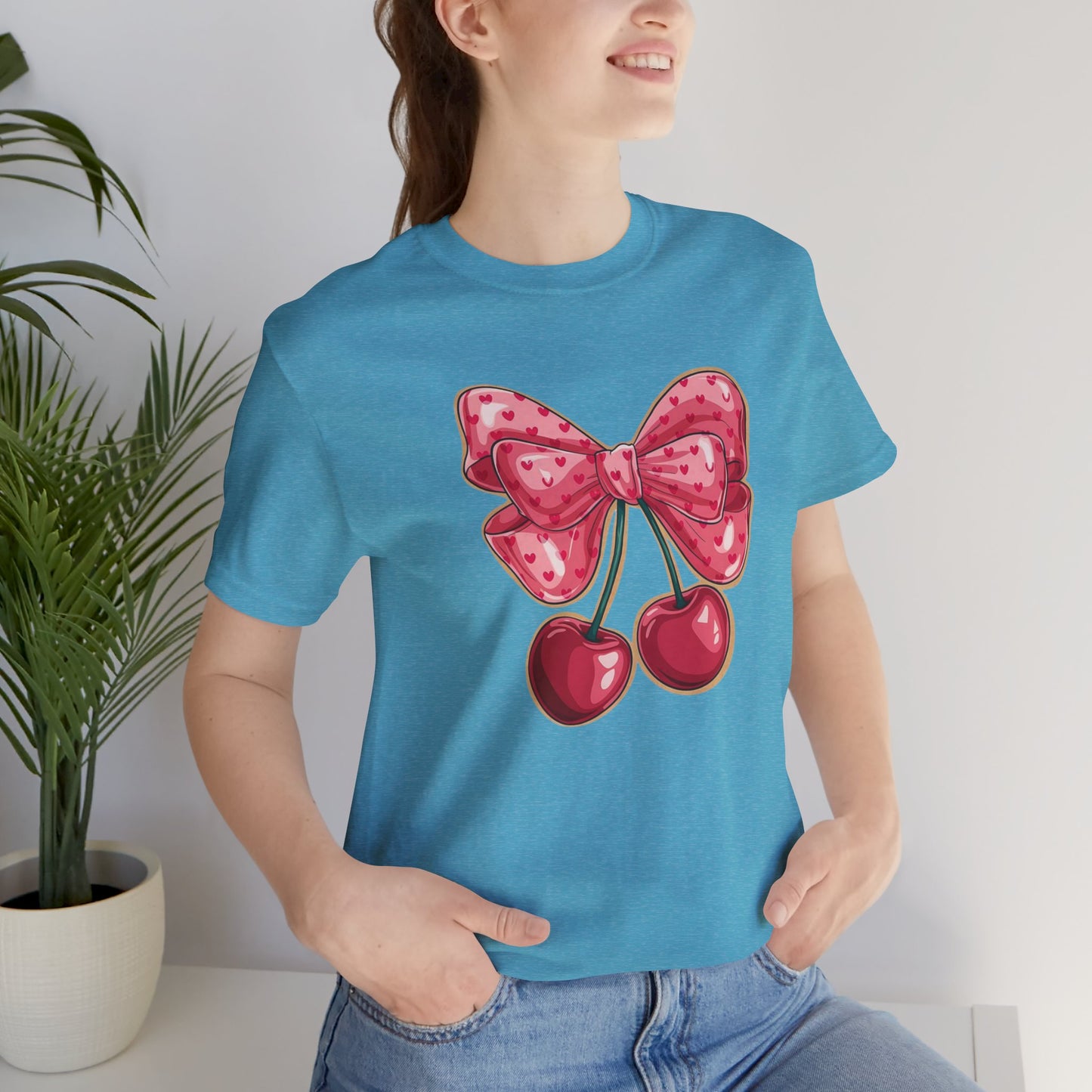 Cherry Bow Tee — Cute Pink Cherry Graphic T-Shirt