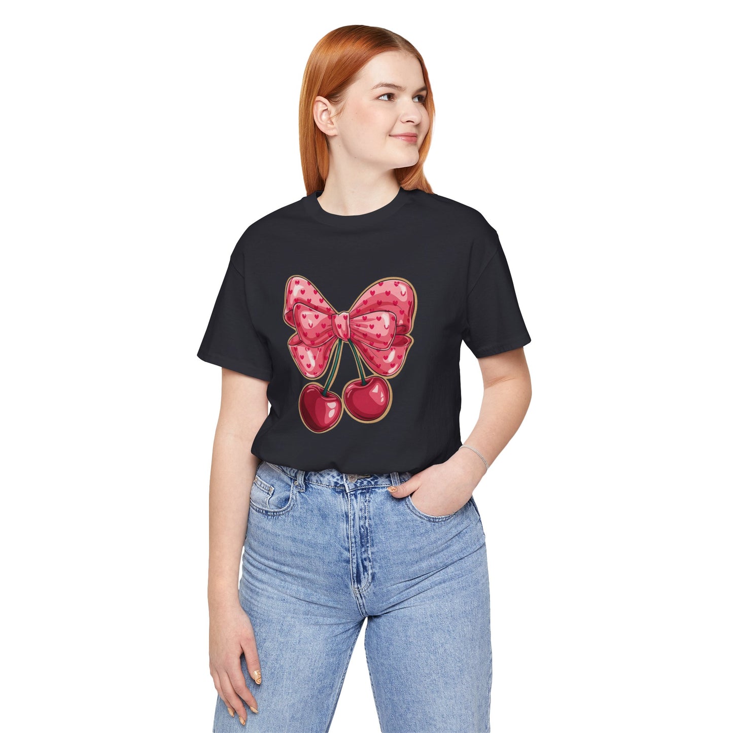 Cherry Bow Tee — Cute Pink Cherry Graphic T-Shirt
