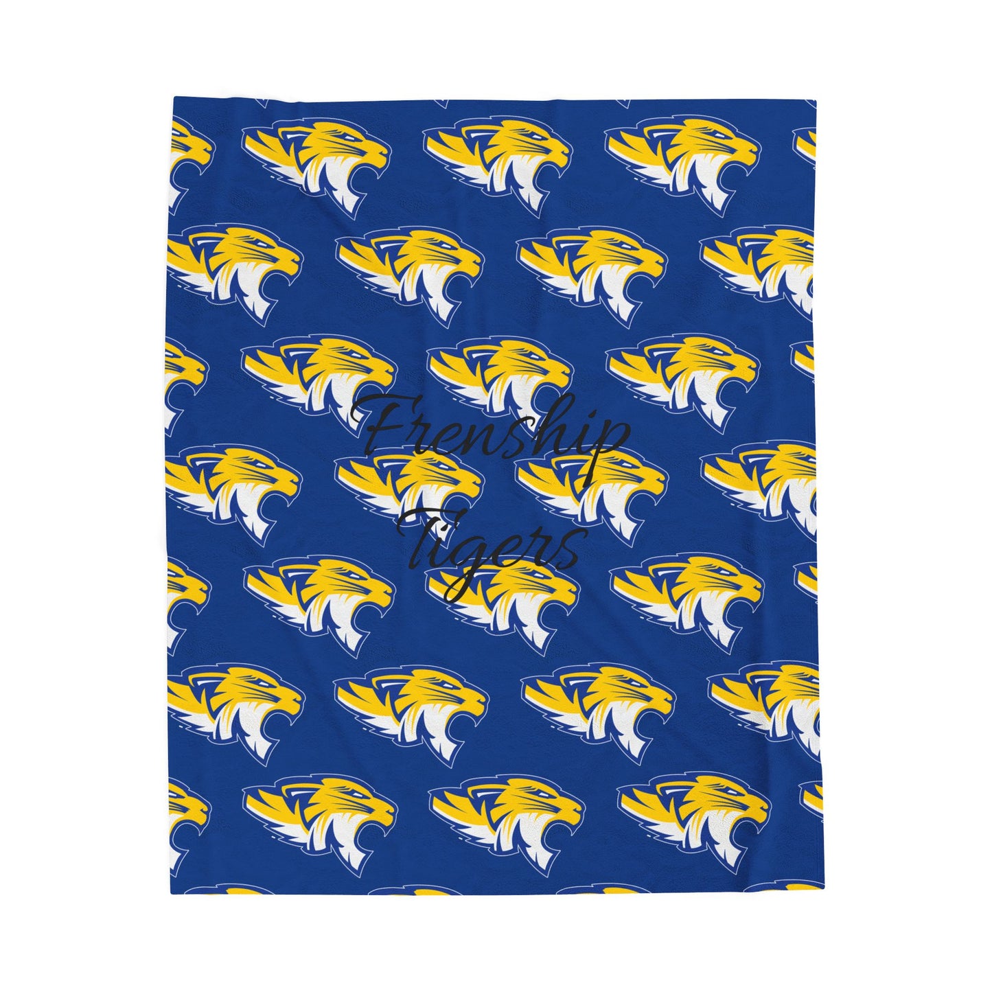 Yellow Blue Frenship Tigers ISD Pattern Blanket | Velveteen Plush Throw
