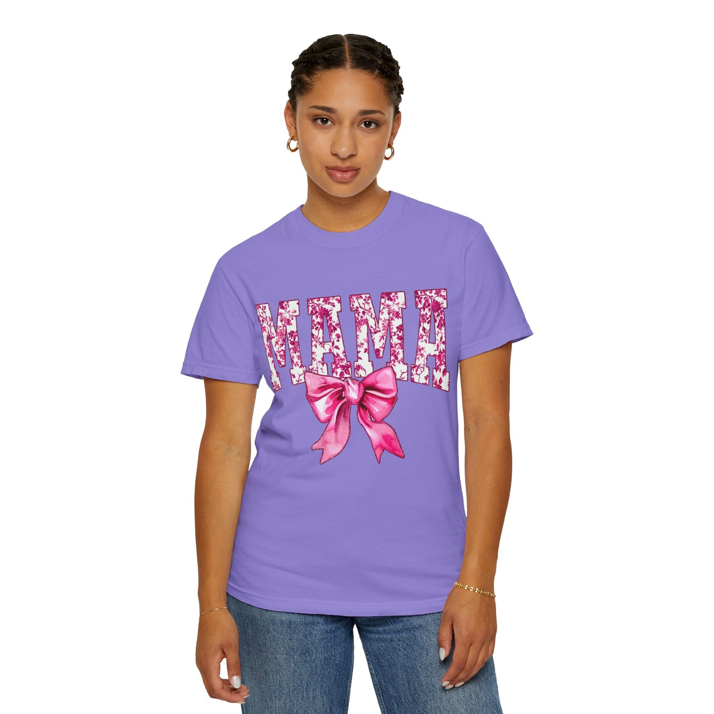 Mama Floral Bow T-Shirt — Mother's Day Pink Ribbon Tee