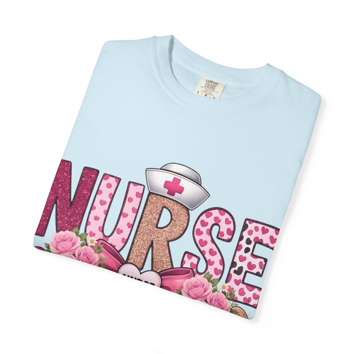 Nurse Floral Heart Stethoscope T-Shirt | Nursing Love Shirt