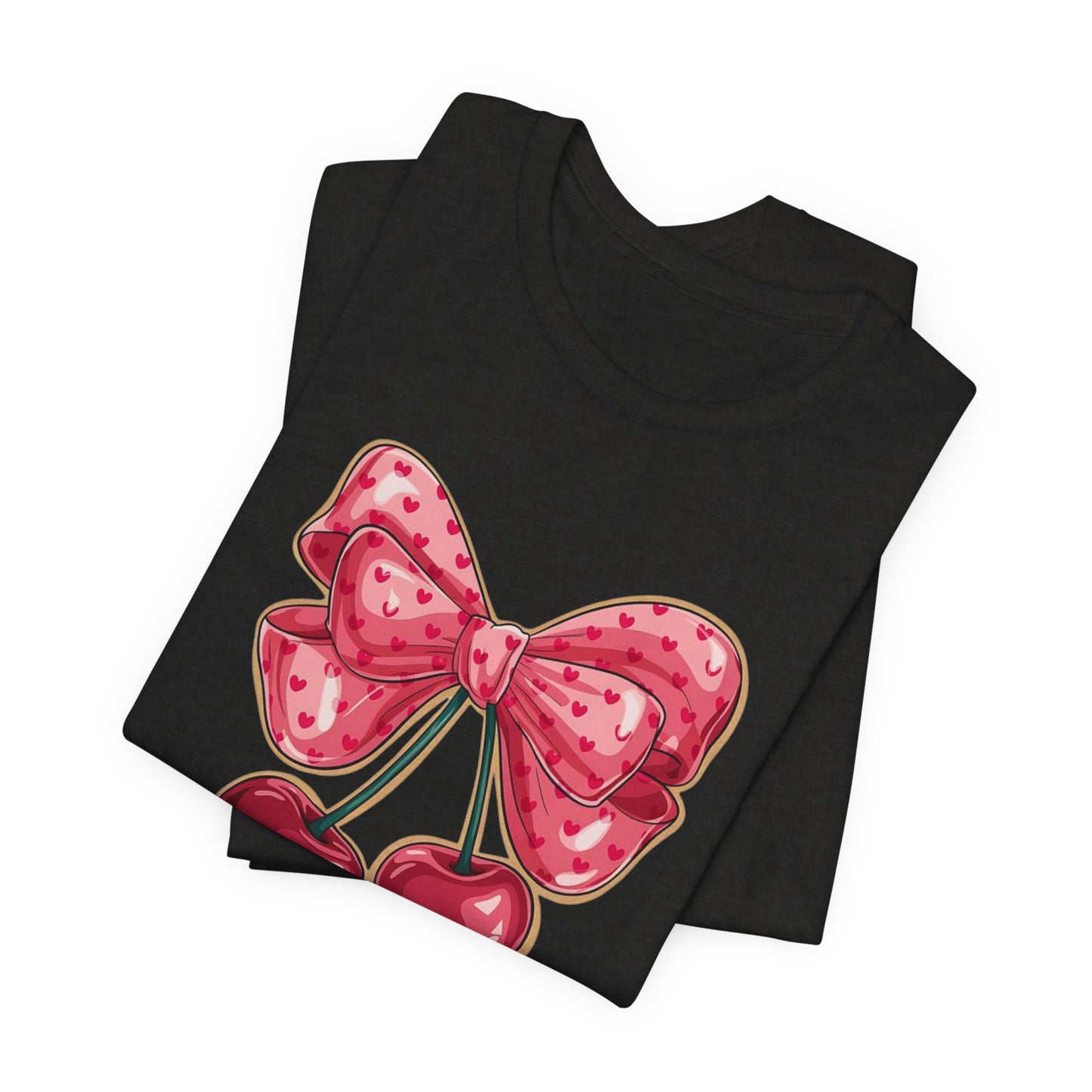 Cherry Bow Tee — Cute Pink Cherry Graphic T-Shirt