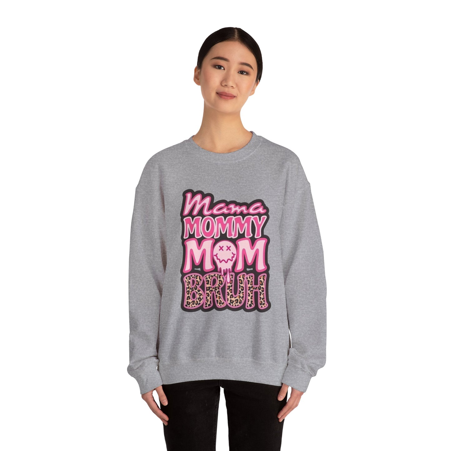 Mama Mommy Mom Bruh sweatshirt | Pink leopard text crewneck