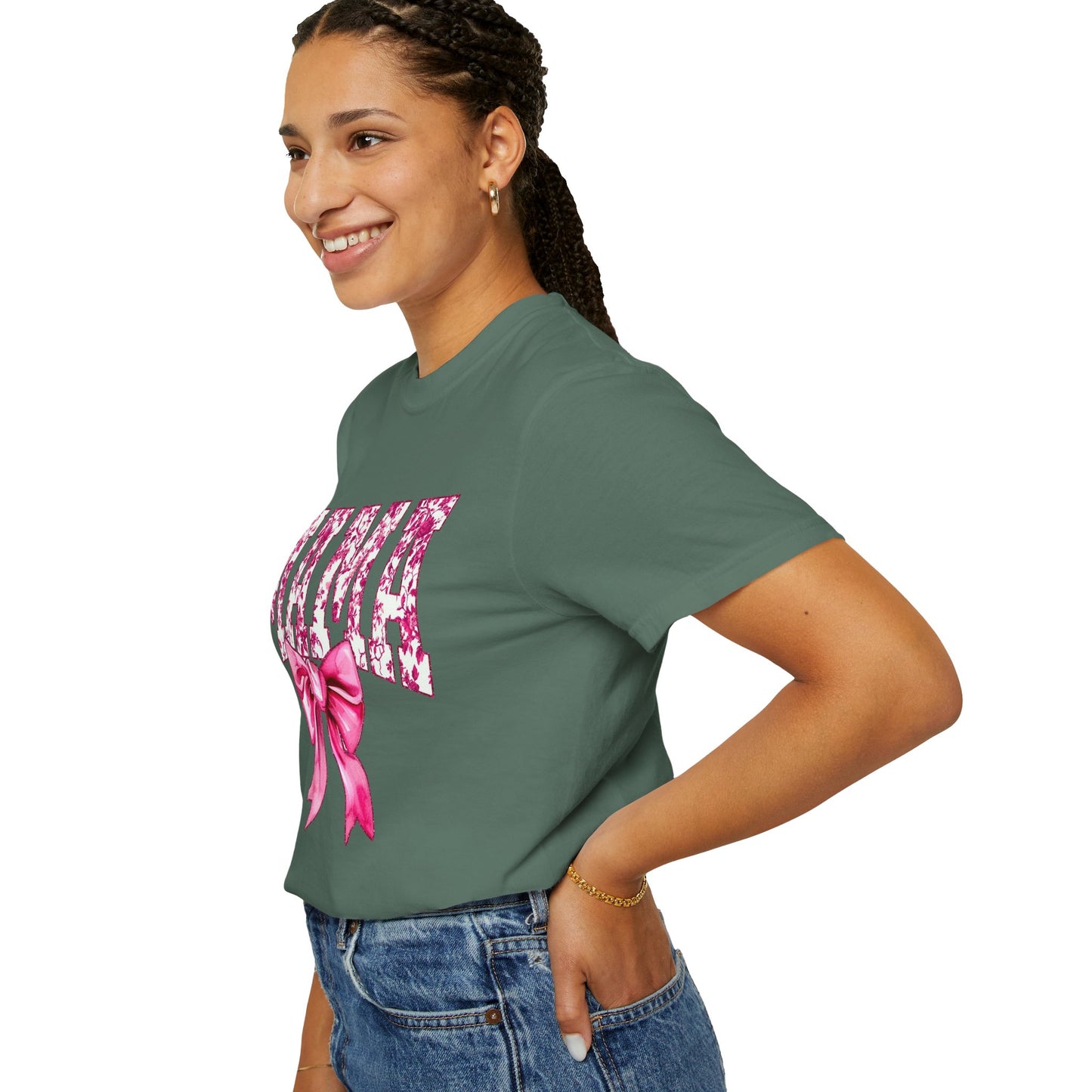 Mama Floral Bow T-Shirt — Mother's Day Pink Ribbon Tee