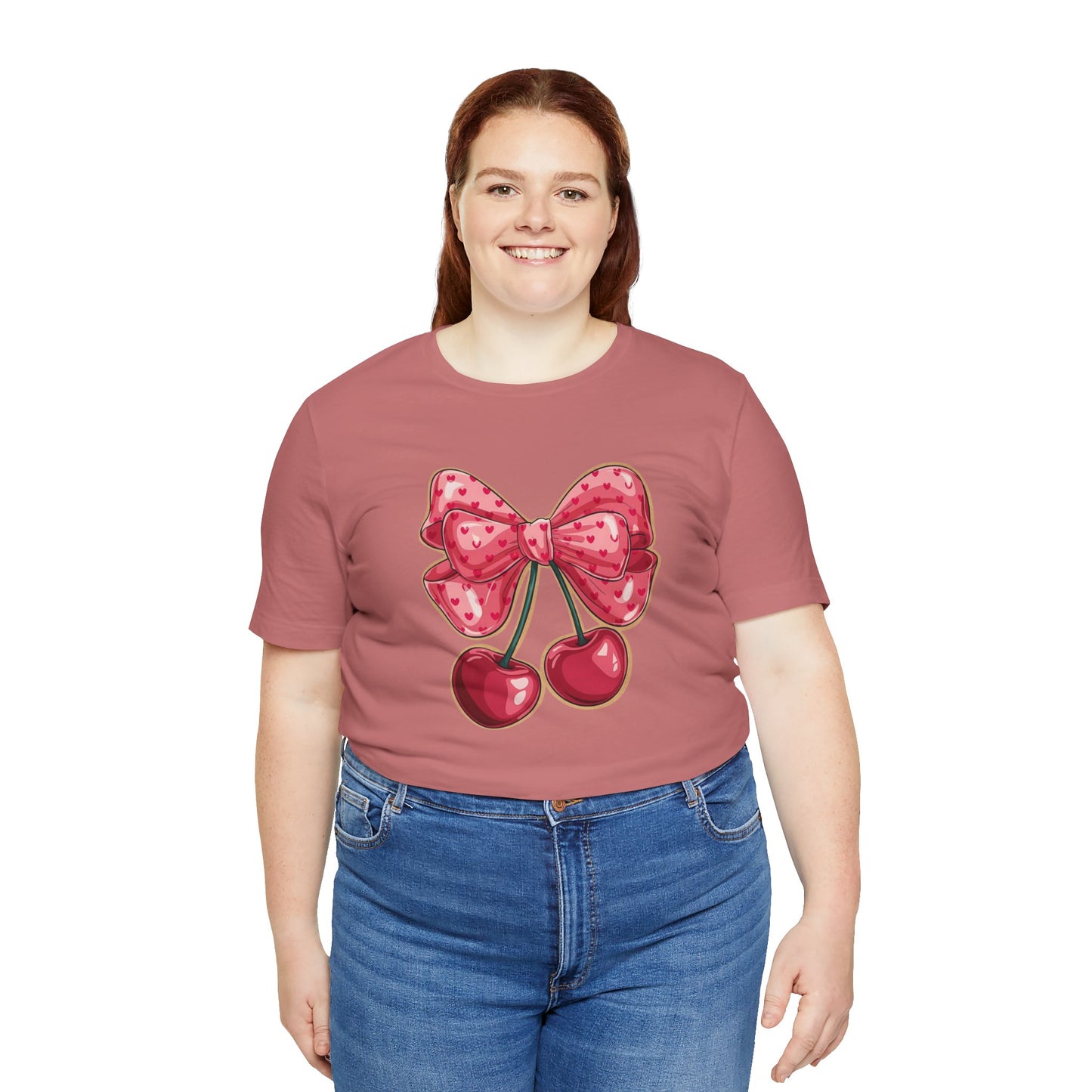Cherry Bow Tee — Cute Pink Cherry Graphic T-Shirt