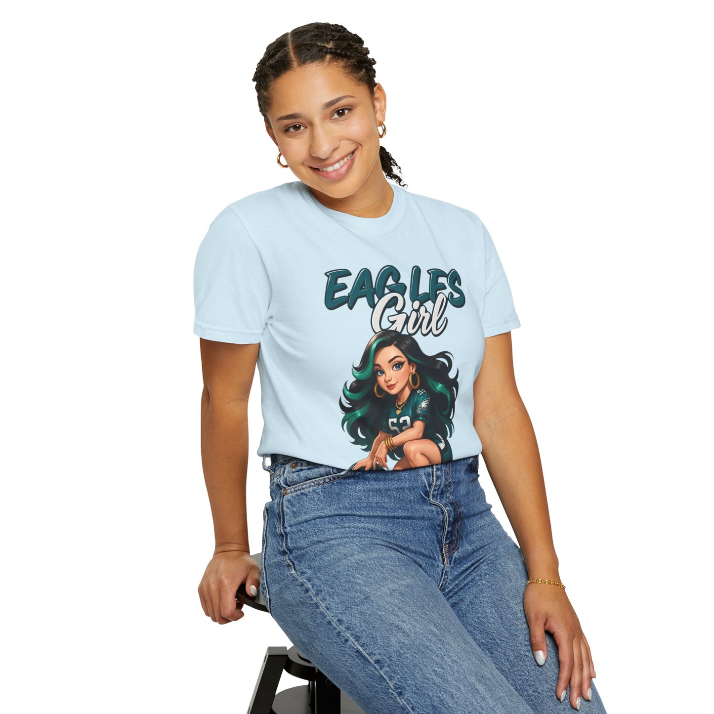Eagles Girl T-shirt | Football Fan Illustration, Team Spirit Tee