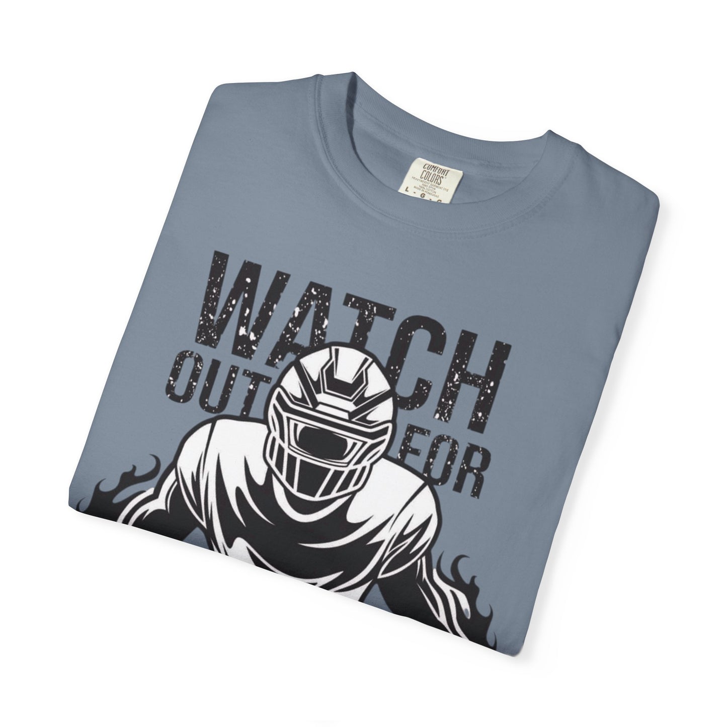 Watch Out For He's A Beast Football Player T-Shirt | Sports Helmet Grunge