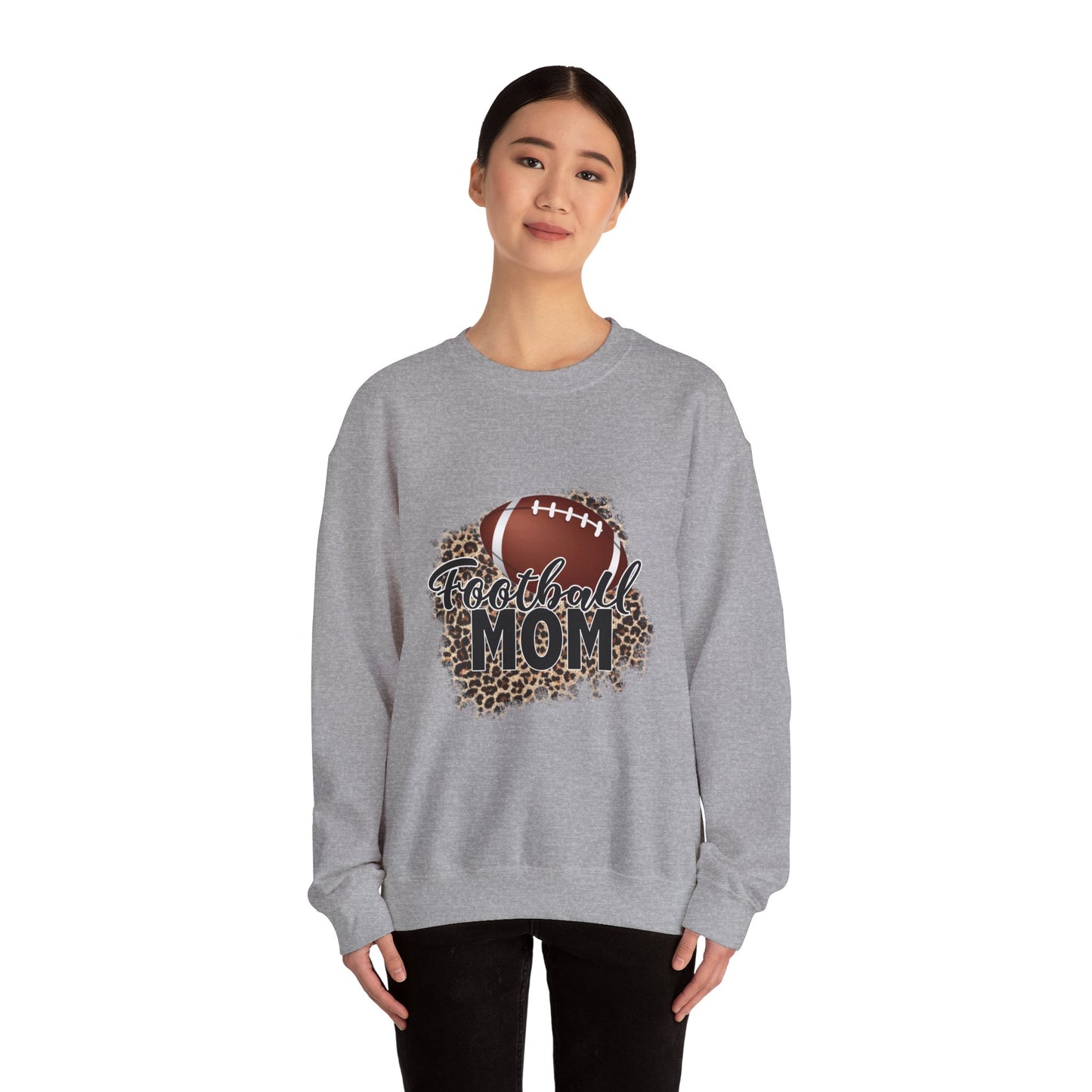 Football Mom Leopard Print Crewneck Sweatshirt