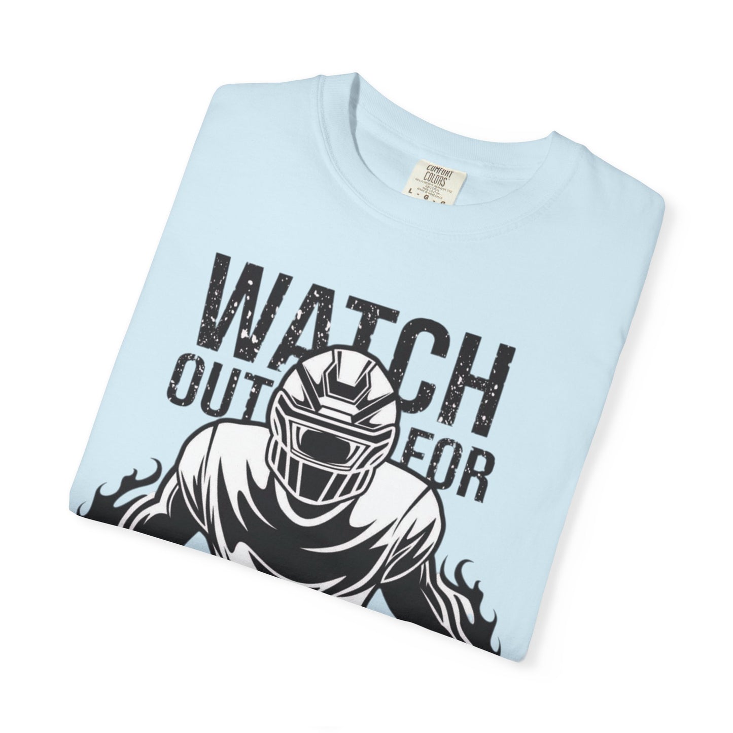 Watch Out For He's A Beast Football Player T-Shirt | Sports Helmet Grunge