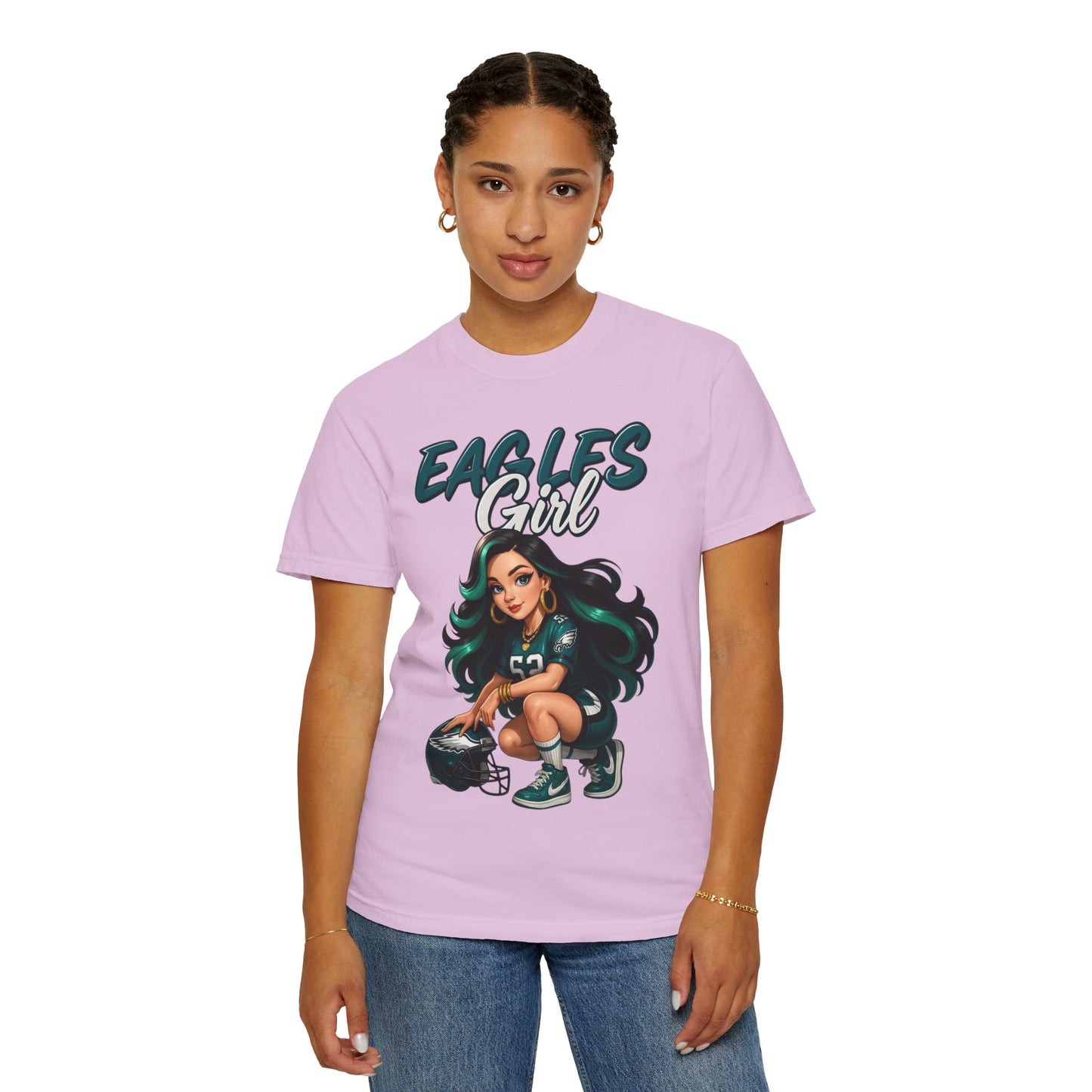 Eagles Girl T-shirt | Football Fan Illustration, Team Spirit Tee
