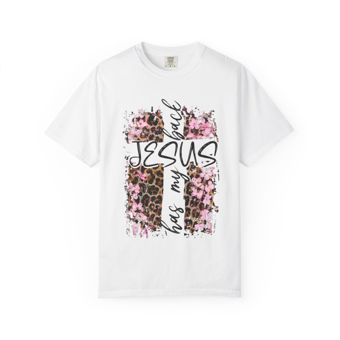 Jesus Has My Back T-Shirt | Leopard Floral Cross Christian Faith Tee