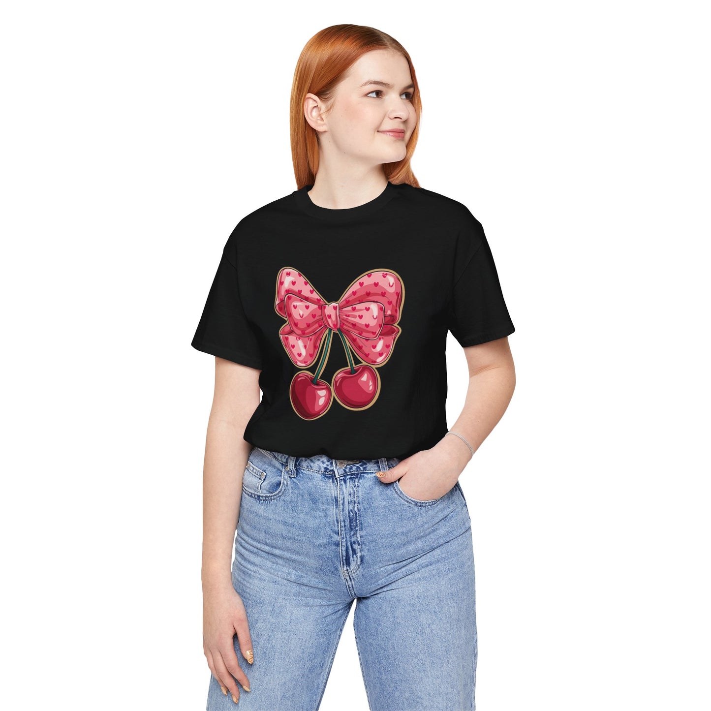 Cherry Bow Tee — Cute Pink Cherry Graphic T-Shirt