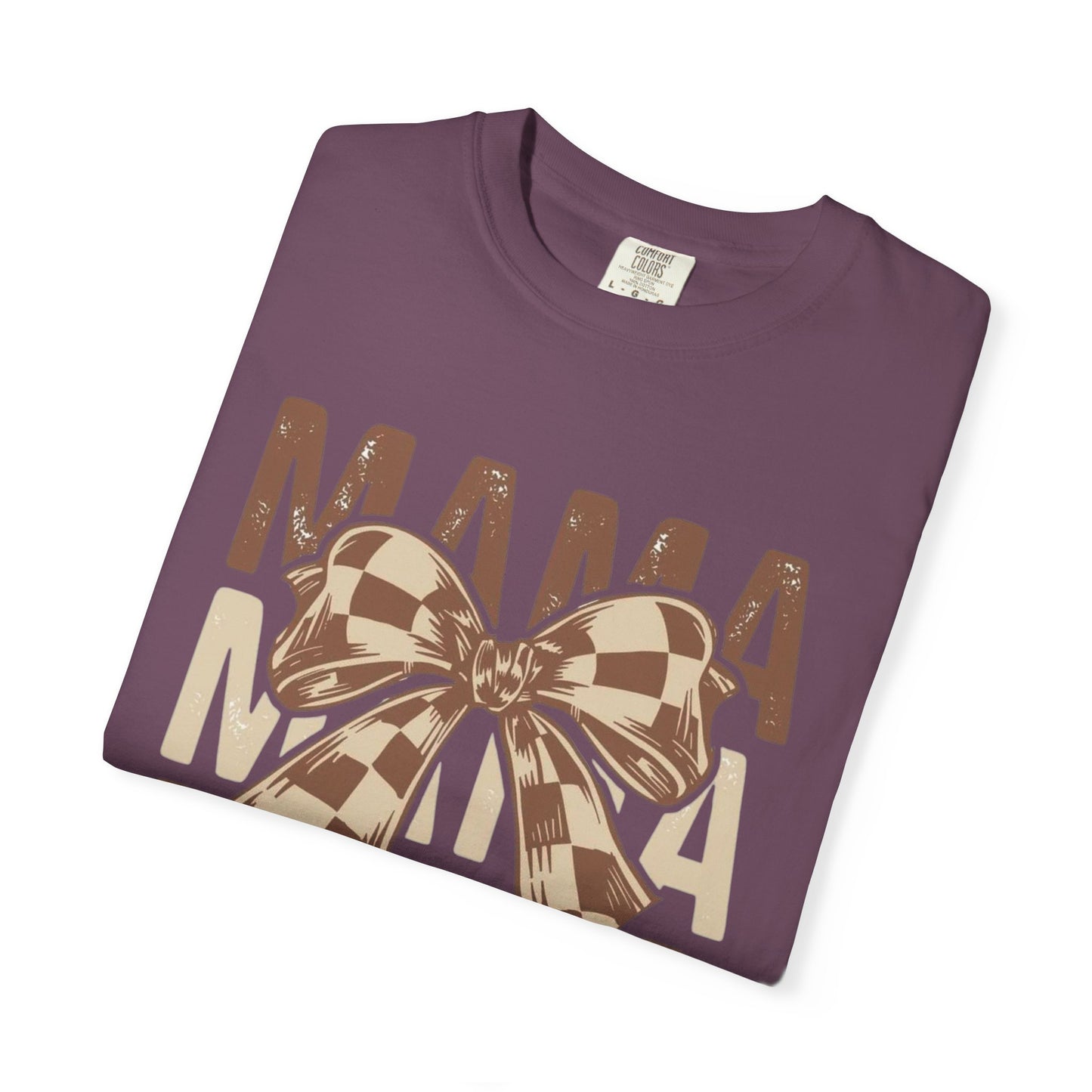 Mama Graphic T-Shirt — Plaid Bow Mom Tee (Mama Print)