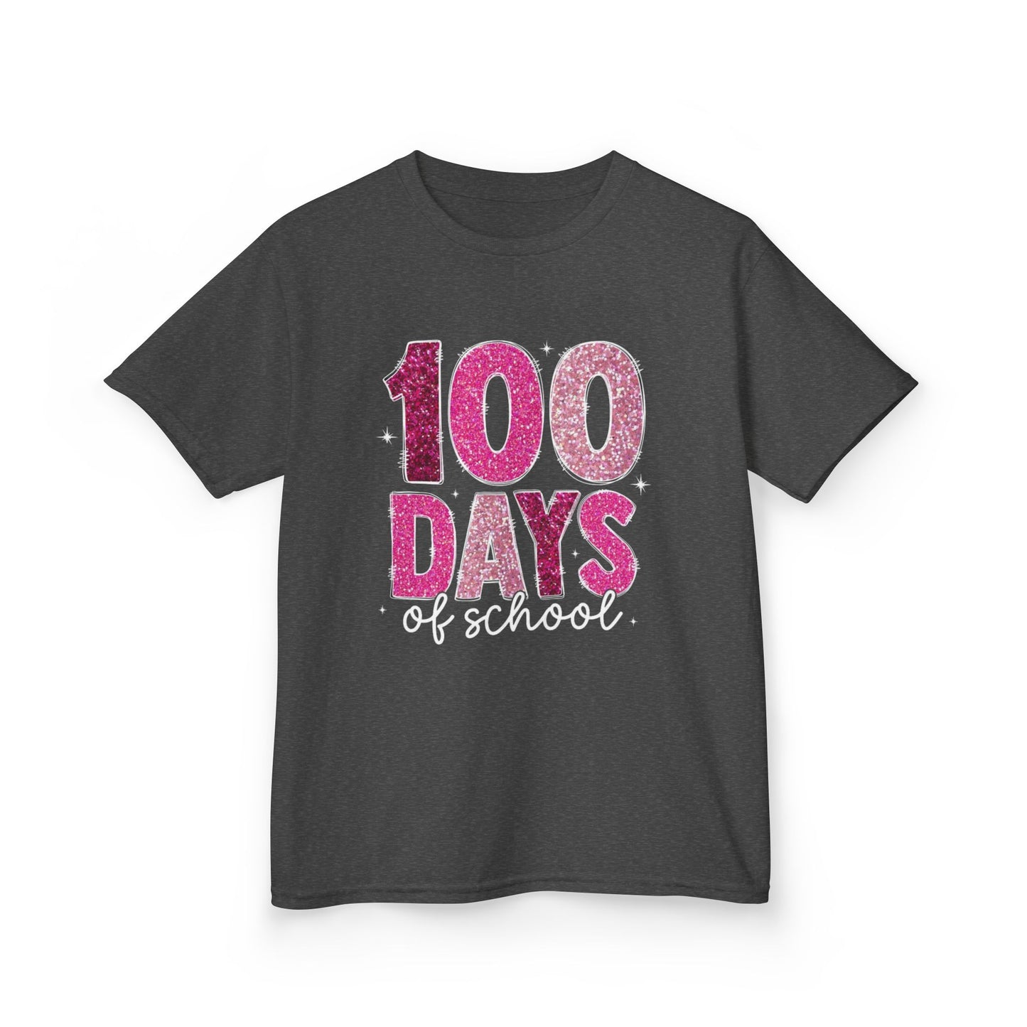 100 Days Glitter Text Kids Tee | School Milestone Shirt