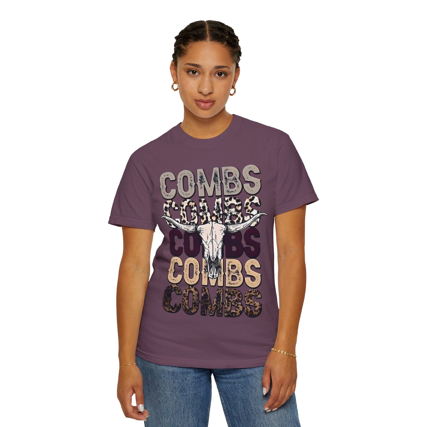 Combs Skull Repeat design T-shirt | Longhorn skull typography tee