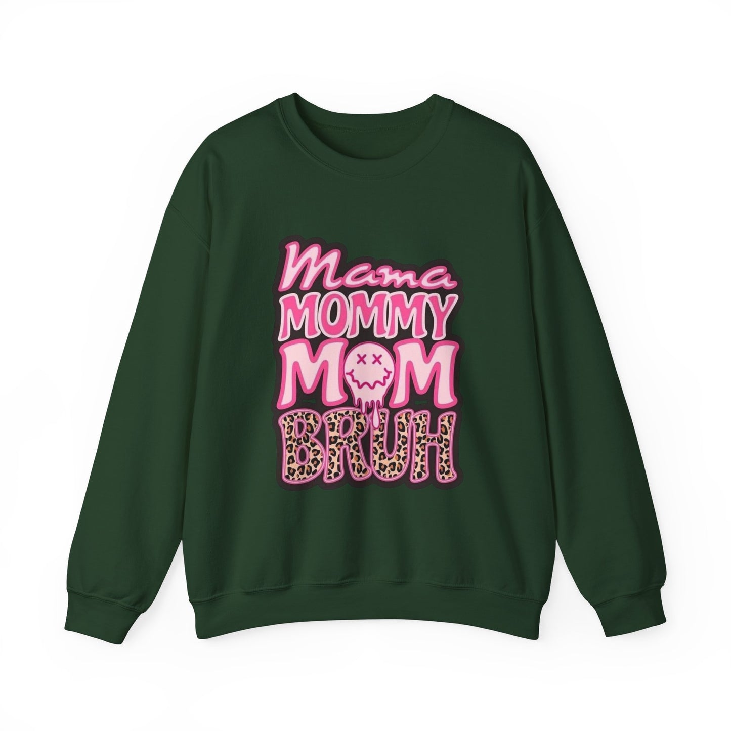 Mama Mommy Mom Bruh sweatshirt | Pink leopard text crewneck