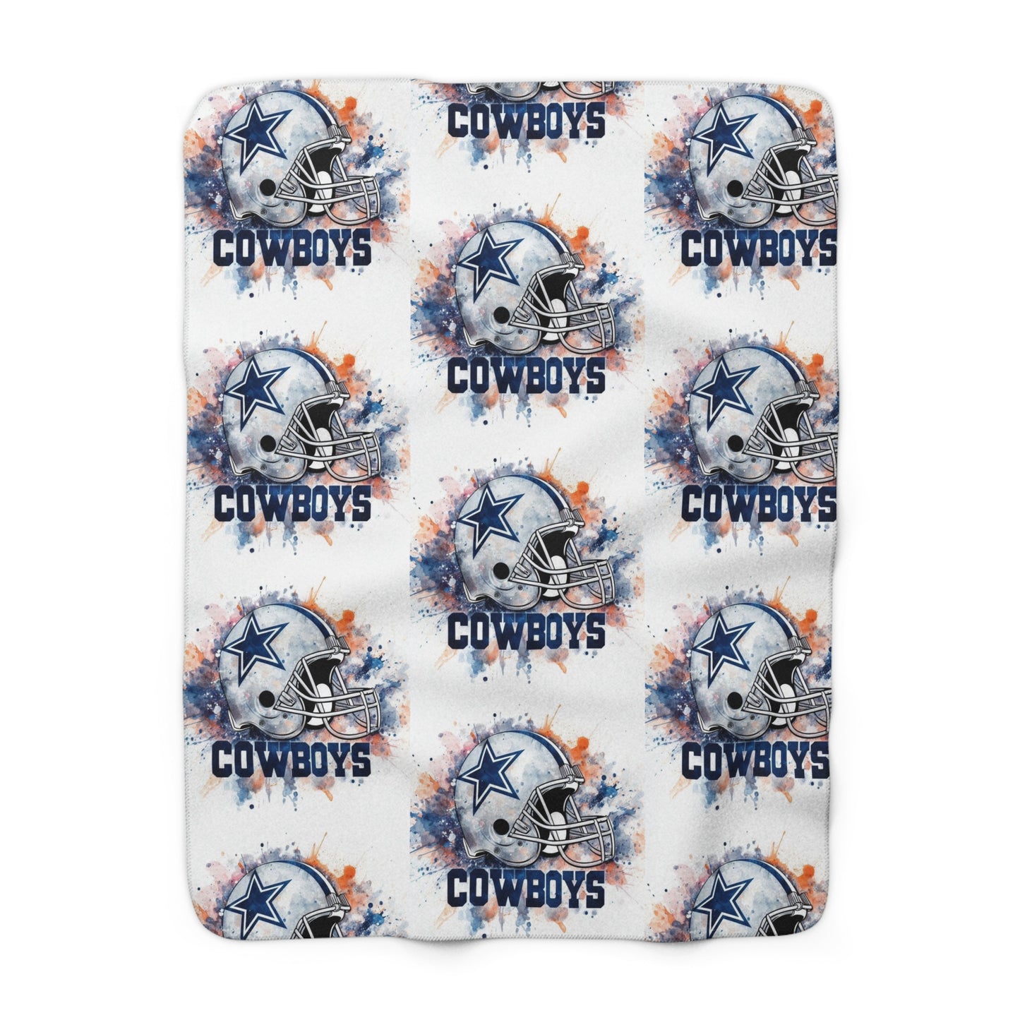 Watercolor Helmet & Wordmark Team Pattern Sherpa Fleece Blanket