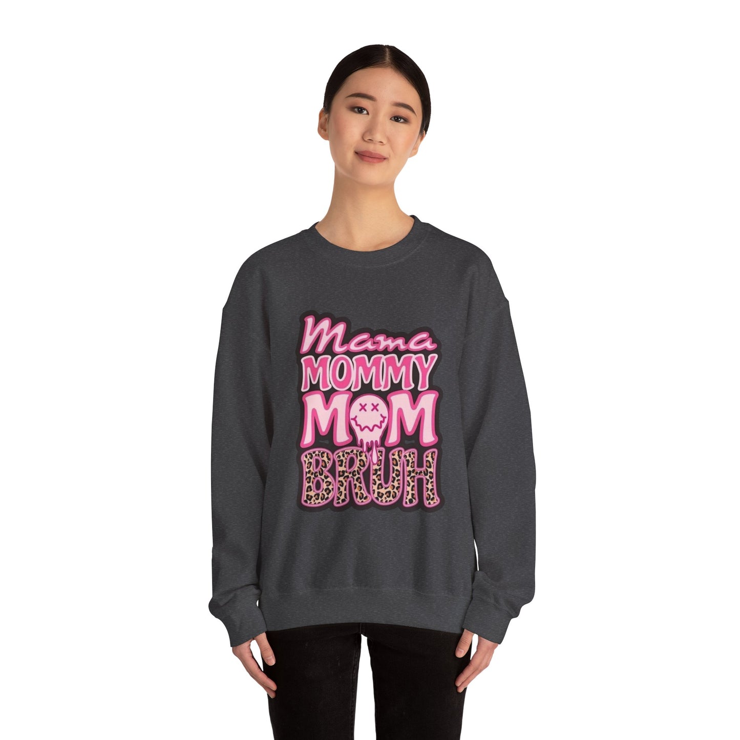 Mama Mommy Mom Bruh sweatshirt | Pink leopard text crewneck