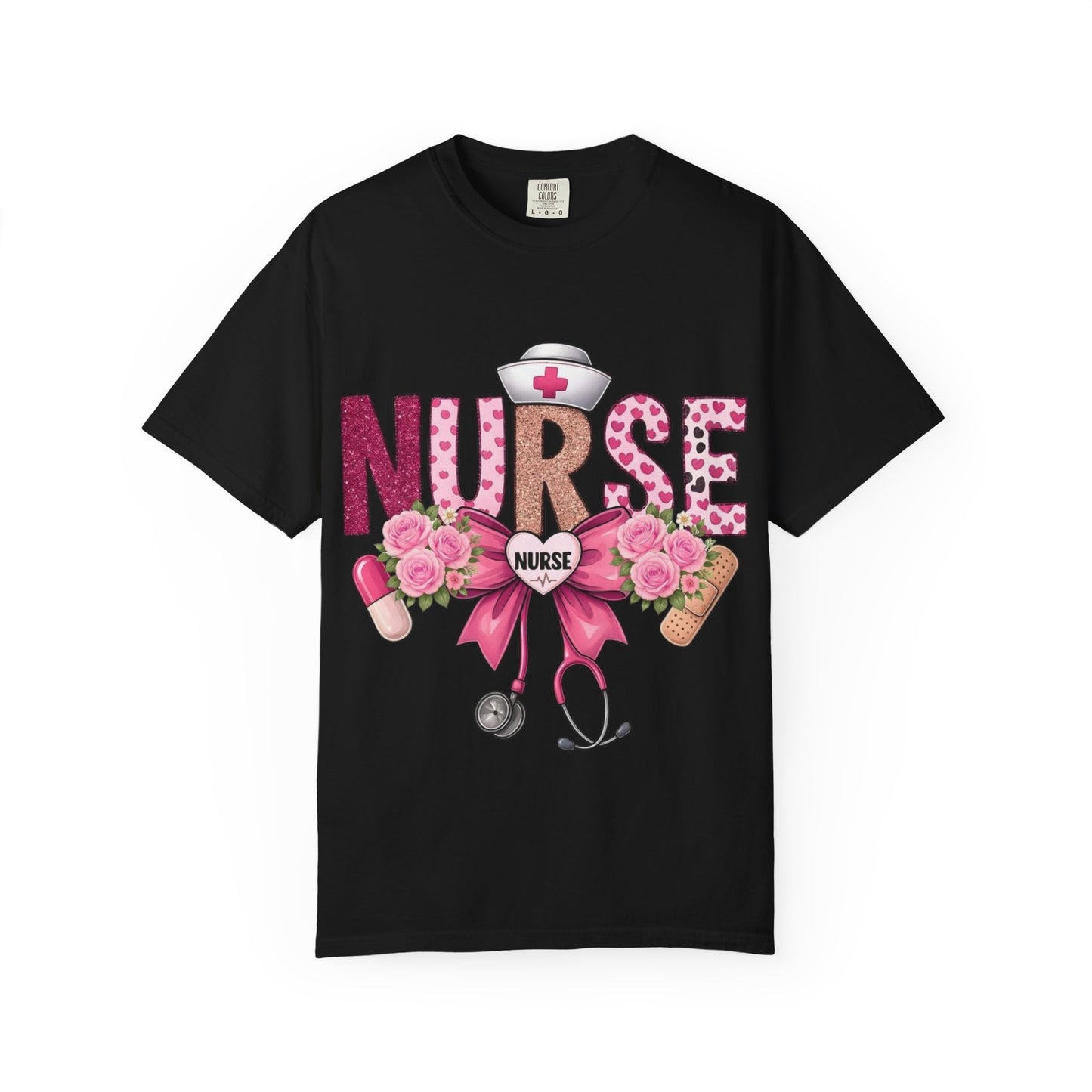 Nurse Floral Heart Stethoscope T-Shirt | Nursing Love Shirt
