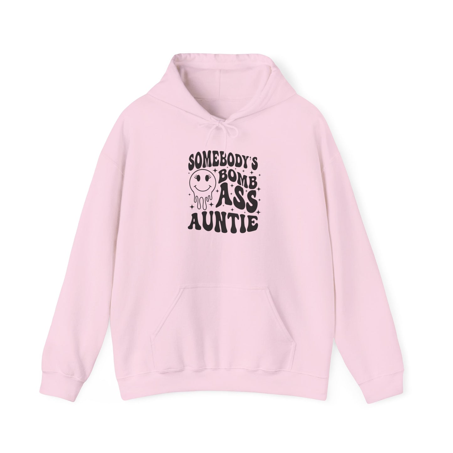 Hoodie — "Somebody's Bomb Ass Auntie" Funny Graphic Hooded Sweatshirt