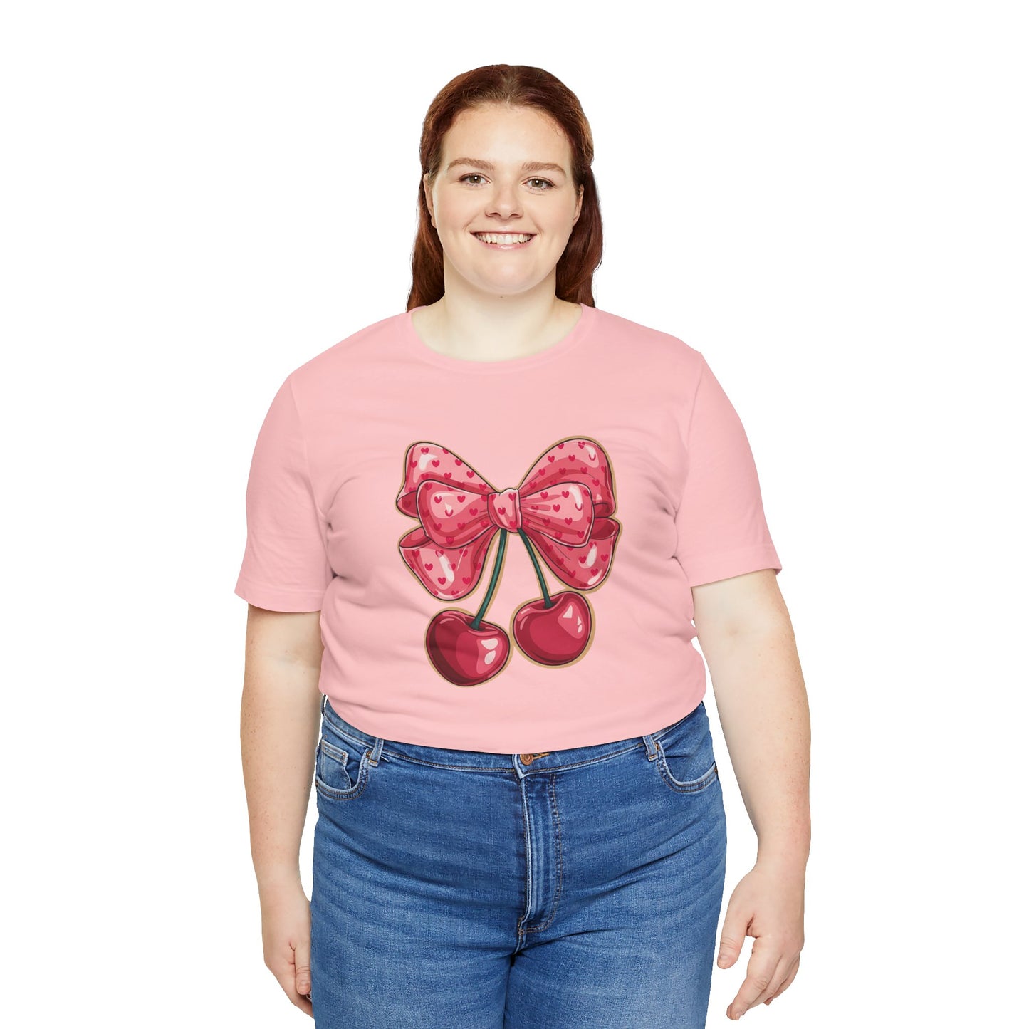 Cherry Bow Tee — Cute Pink Cherry Graphic T-Shirt