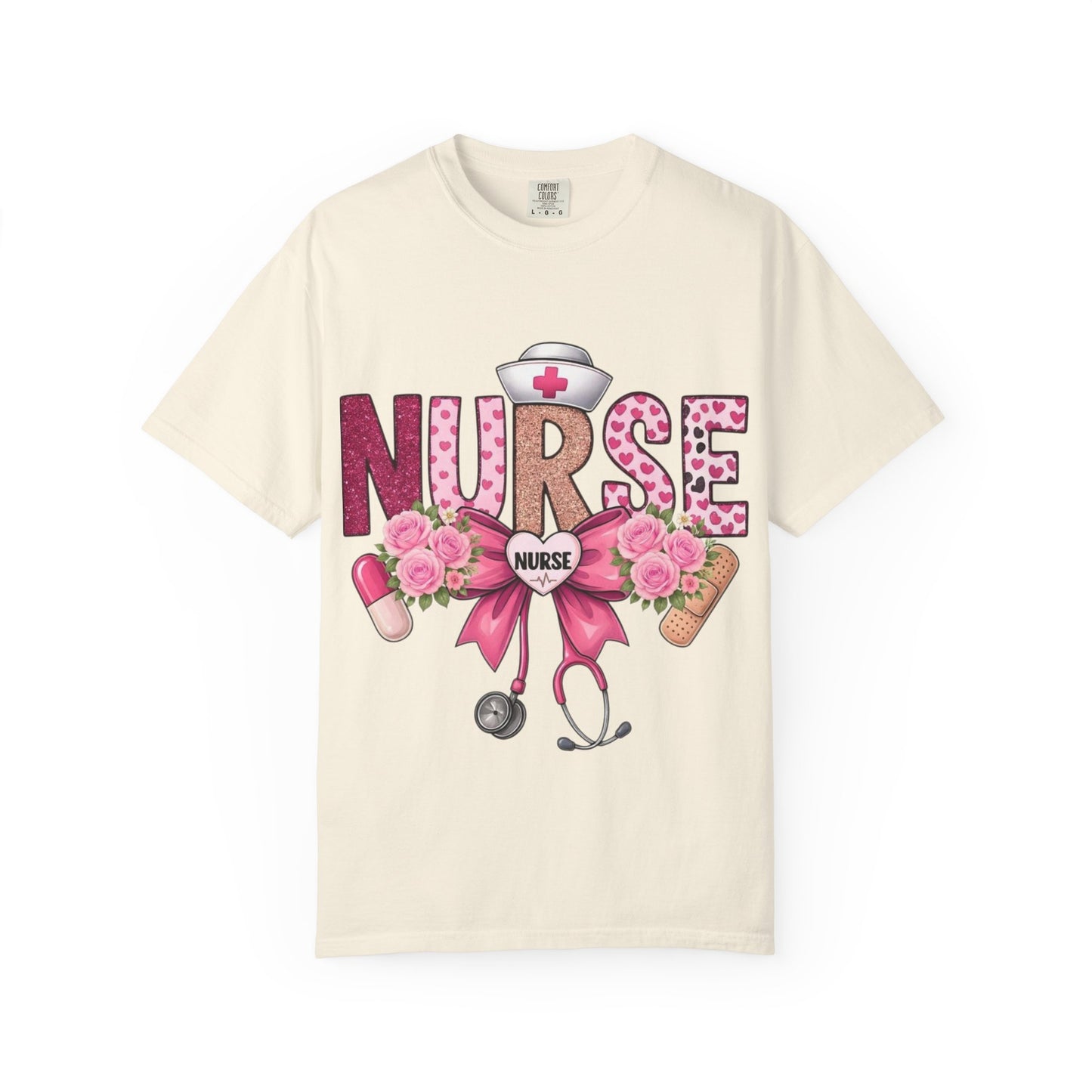 Nurse Floral Heart Stethoscope T-Shirt | Nursing Love Shirt