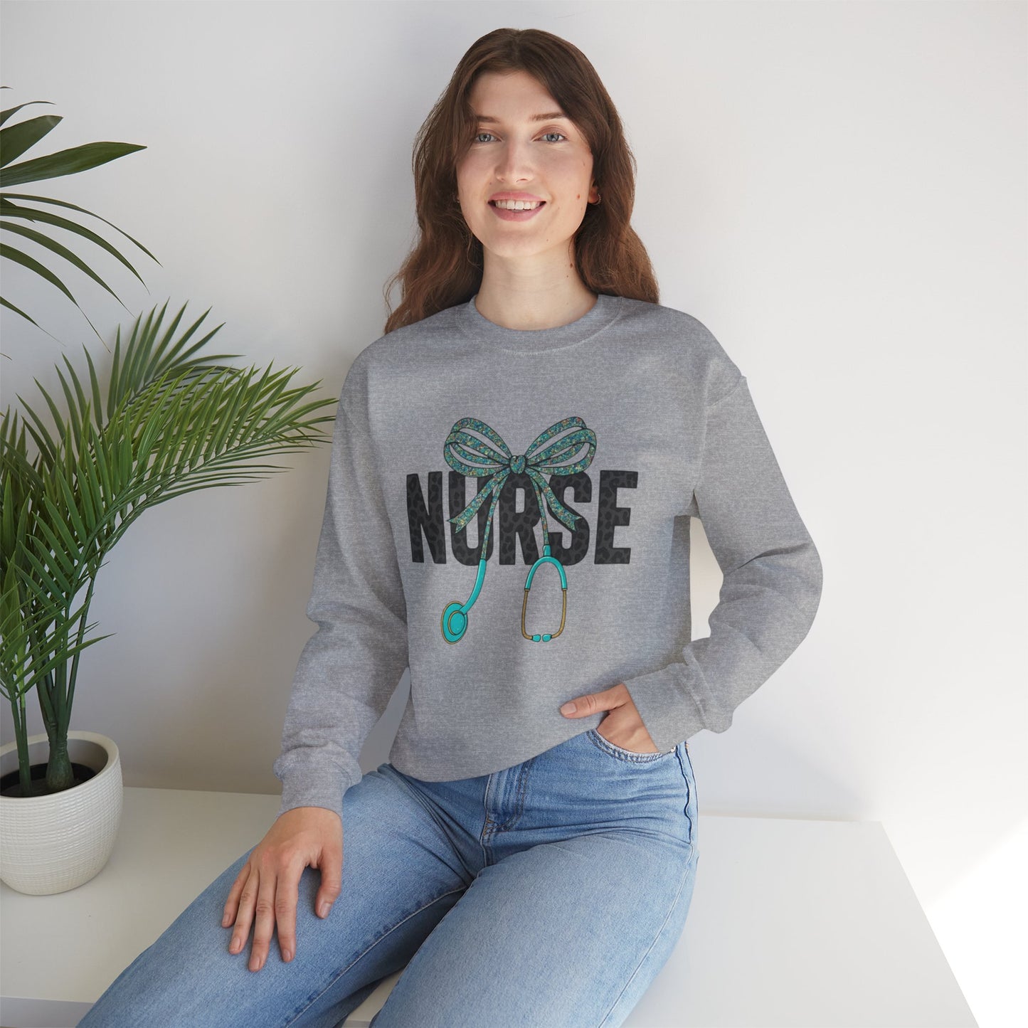 Nurse Stethoscope Bow Crewneck Sweatshirt – Cute Nurse Gift