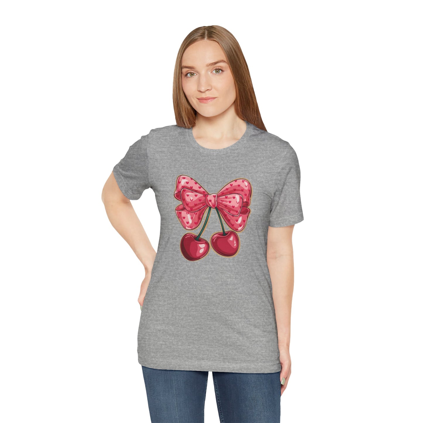 Cherry Bow Tee — Cute Pink Cherry Graphic T-Shirt