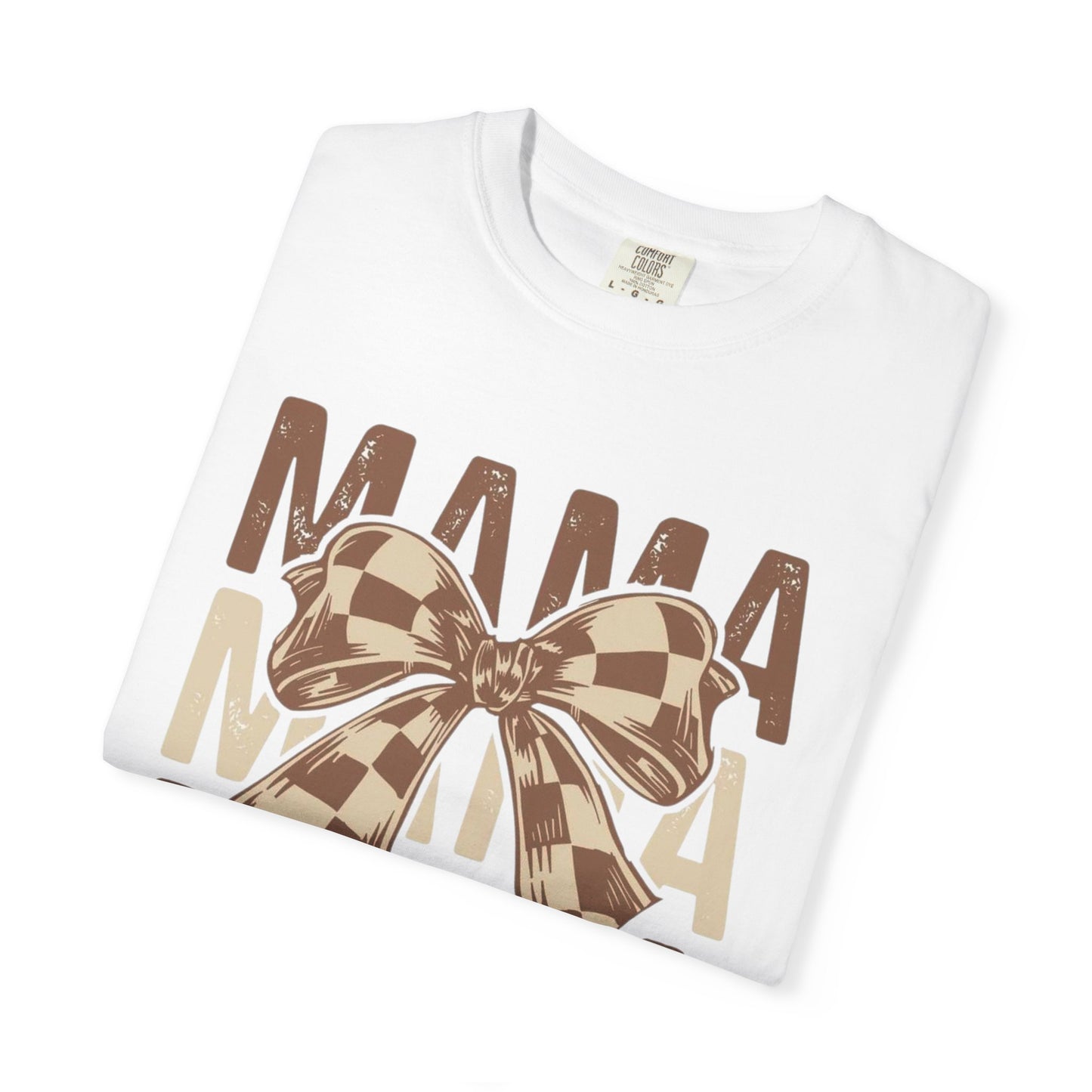 Mama Graphic T-Shirt — Plaid Bow Mom Tee (Mama Print)