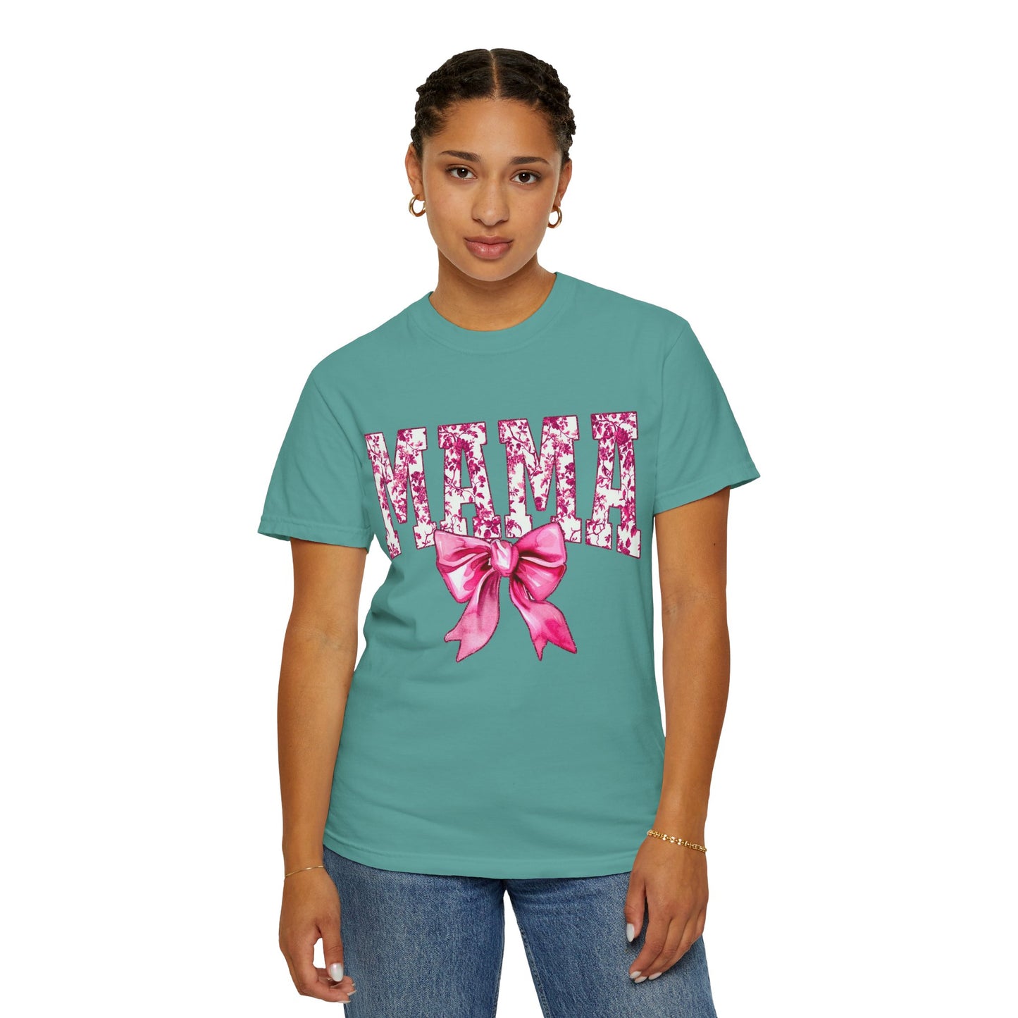Mama Floral Bow T-Shirt — Mother's Day Pink Ribbon Tee